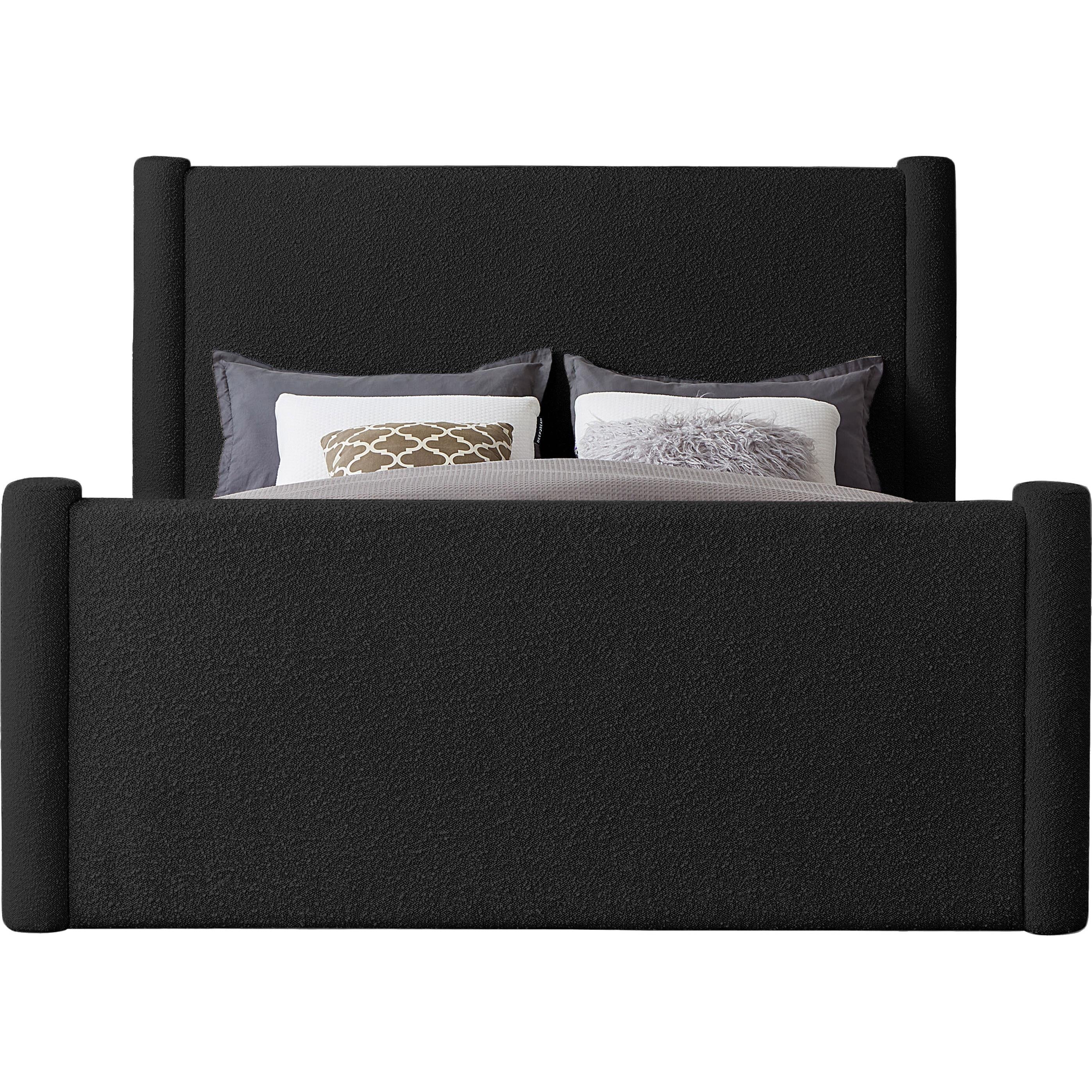Meridian Elias Black Boucle Fabric Full Bed