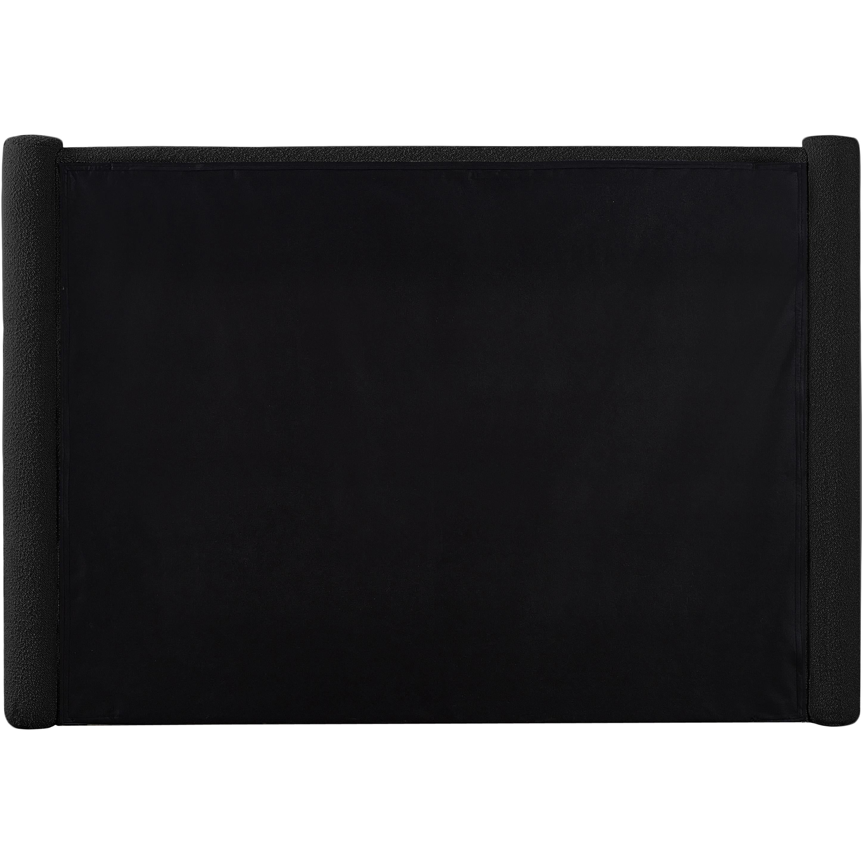 Meridian Elias Black Boucle Fabric Full Bed