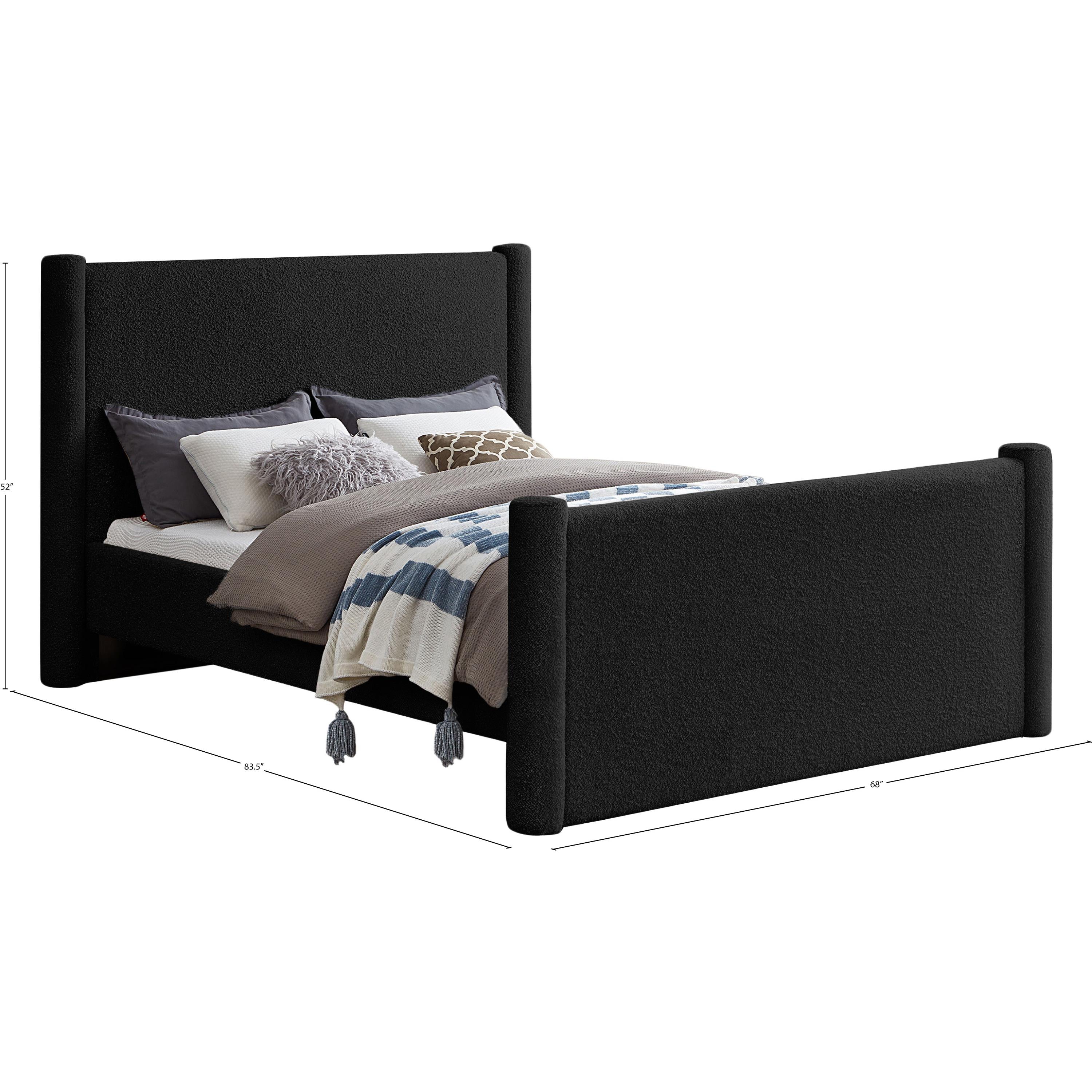Meridian Elias Black Boucle Fabric Full Bed