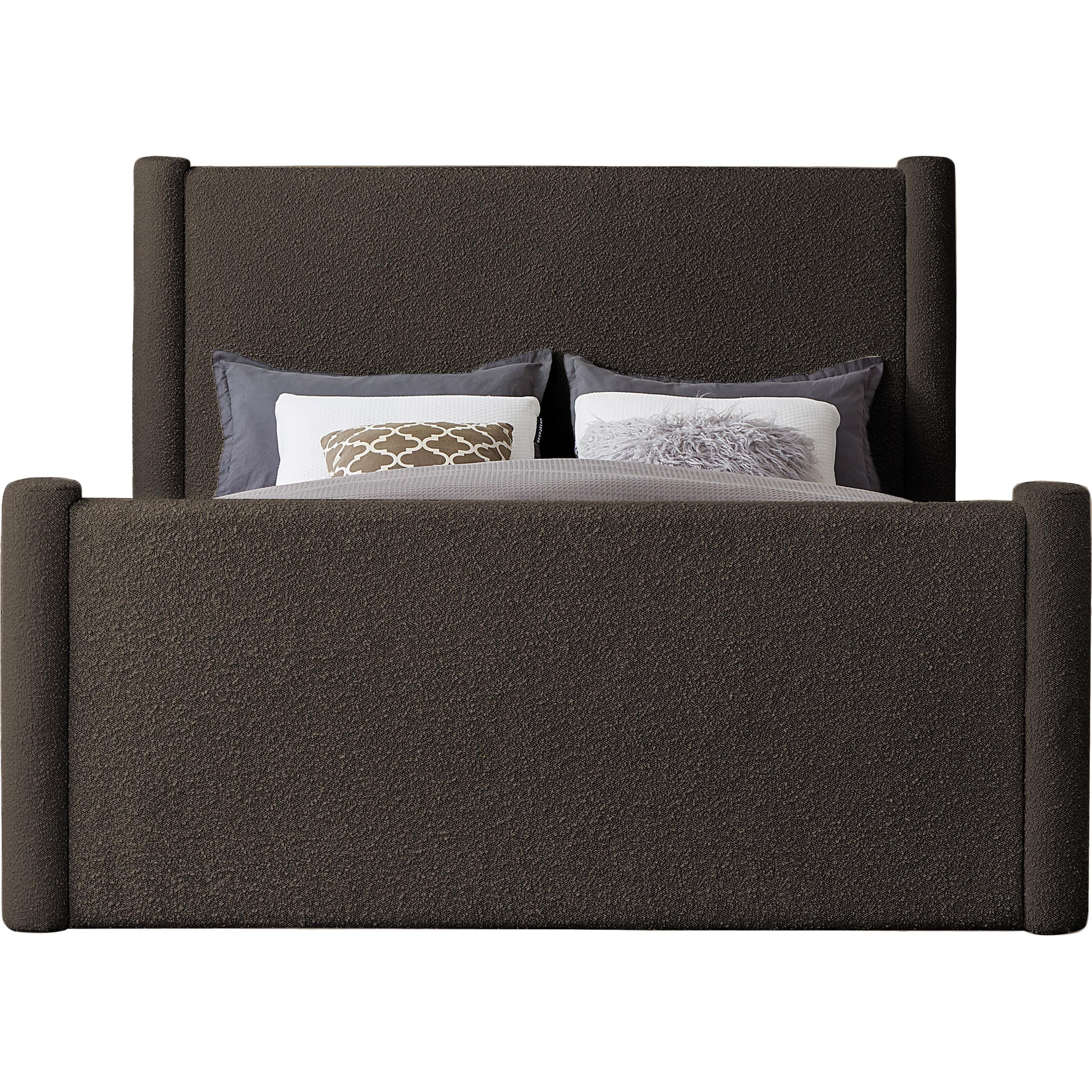 Meridian Elias Brown Boucle Fabric King Bed
