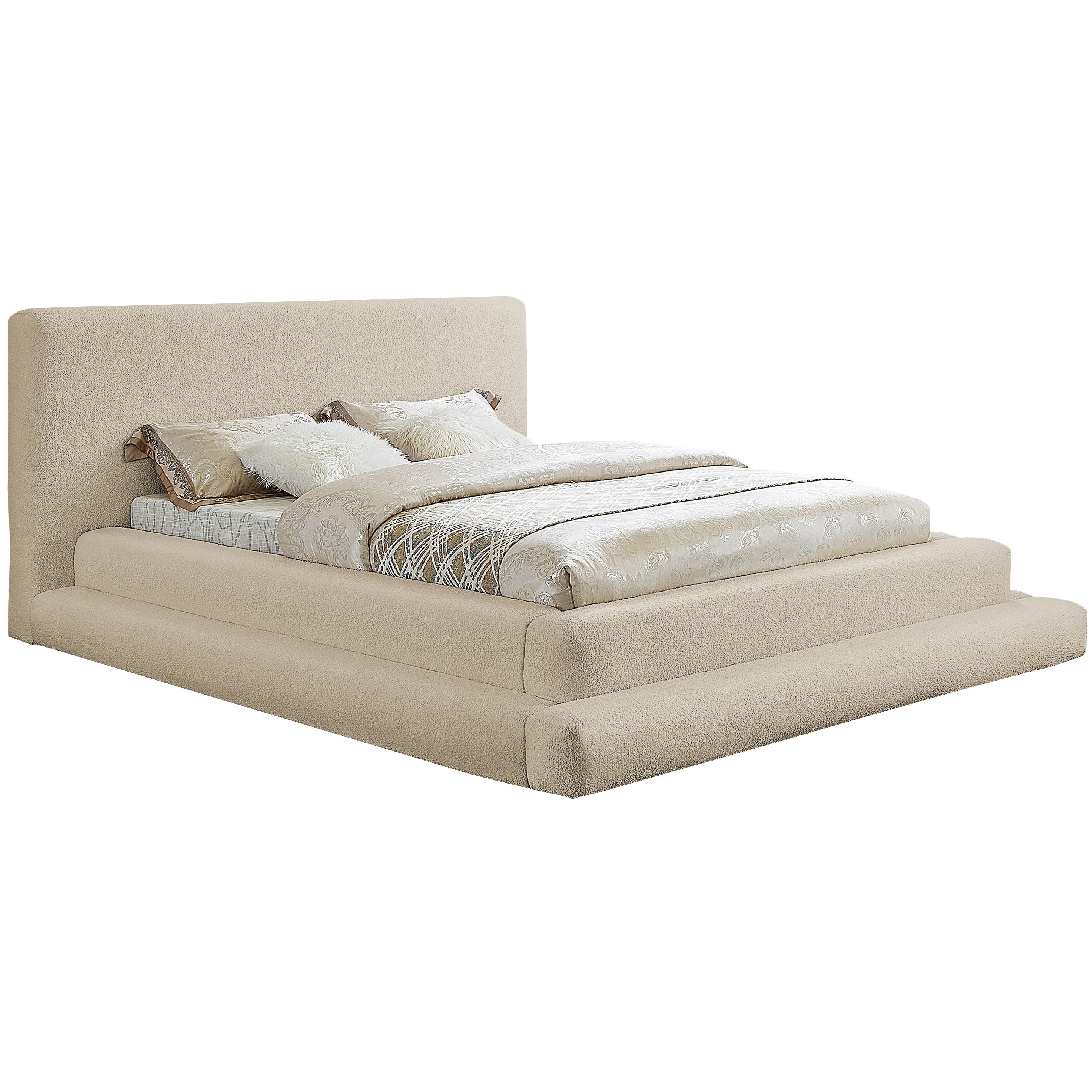 Meridian Dane Beige Teddy Fabric King Bed (3 Boxes)