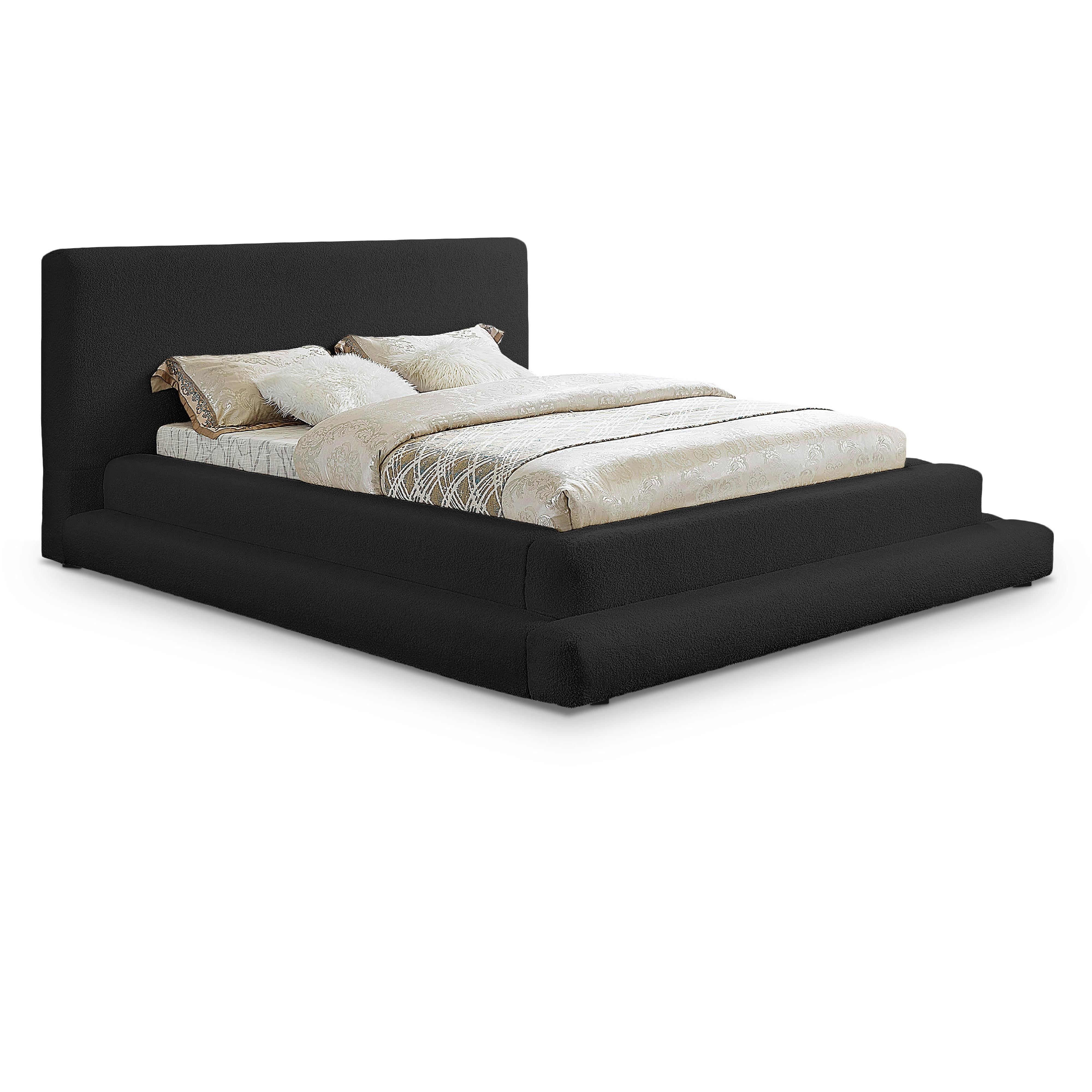 Meridian Dane Black Teddy Fabric Queen Bed (3 Boxes)