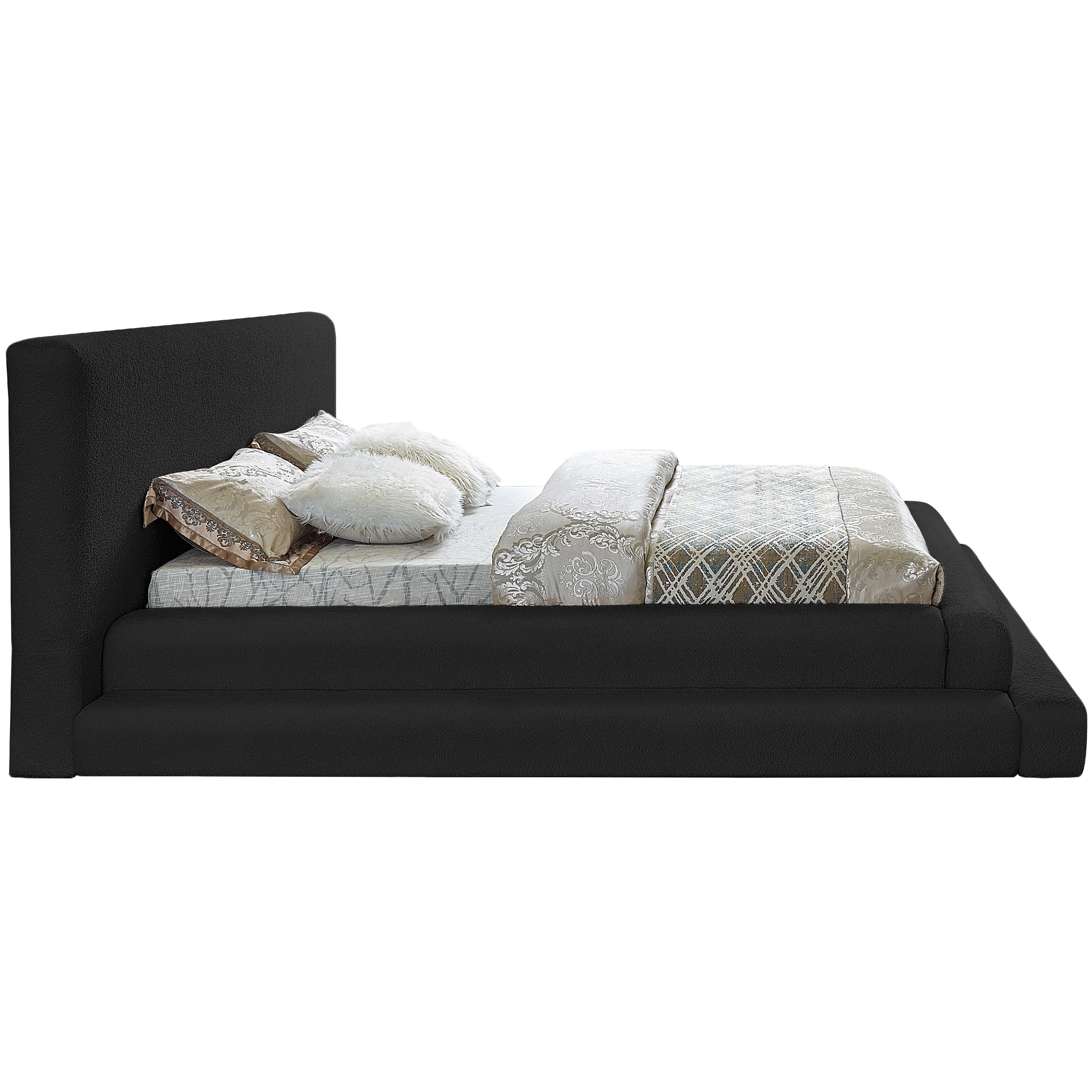 Meridian Dane Black Teddy Fabric Queen Bed (3 Boxes)