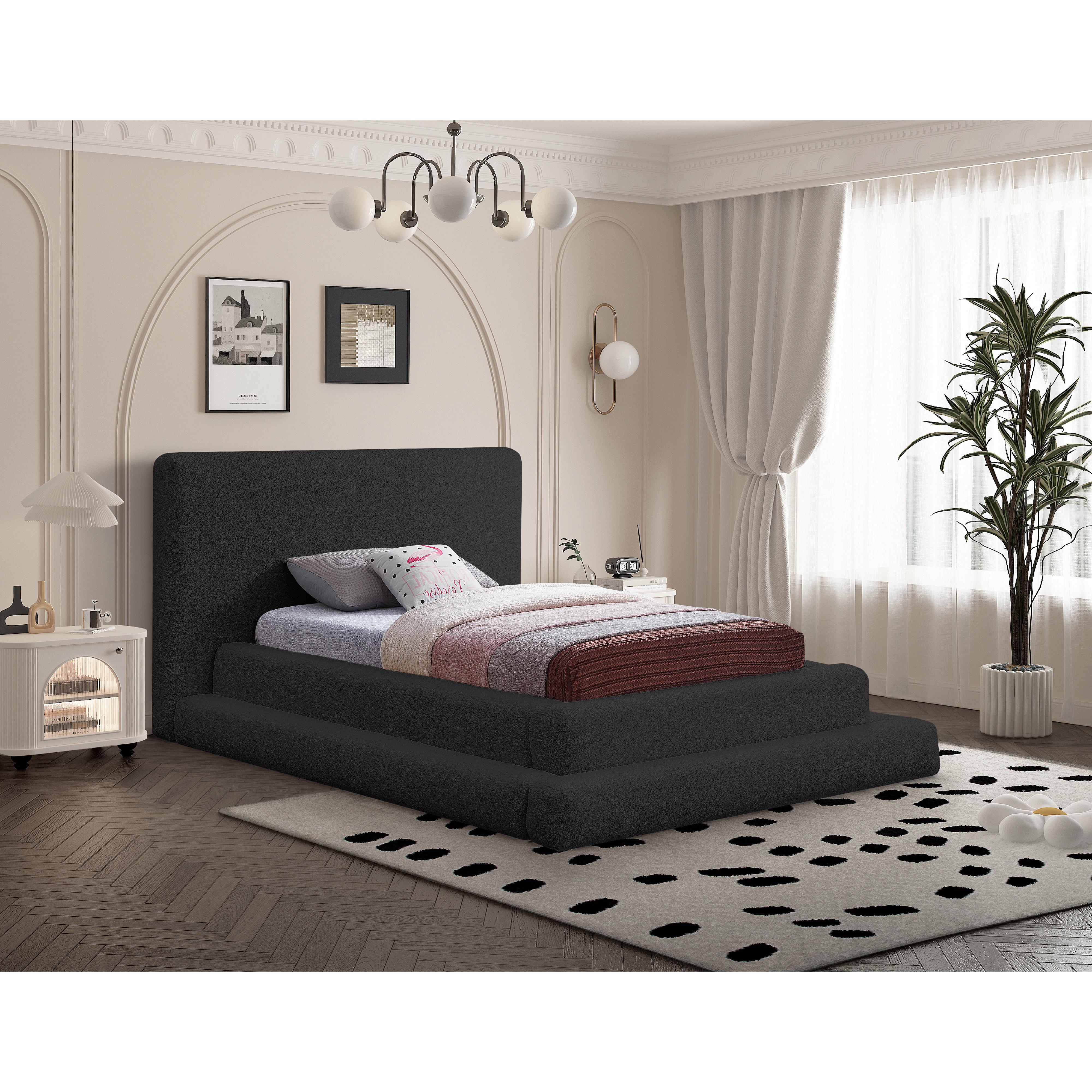 Meridian Dane Black Teddy Fabric Twin Bed (3 Boxes)