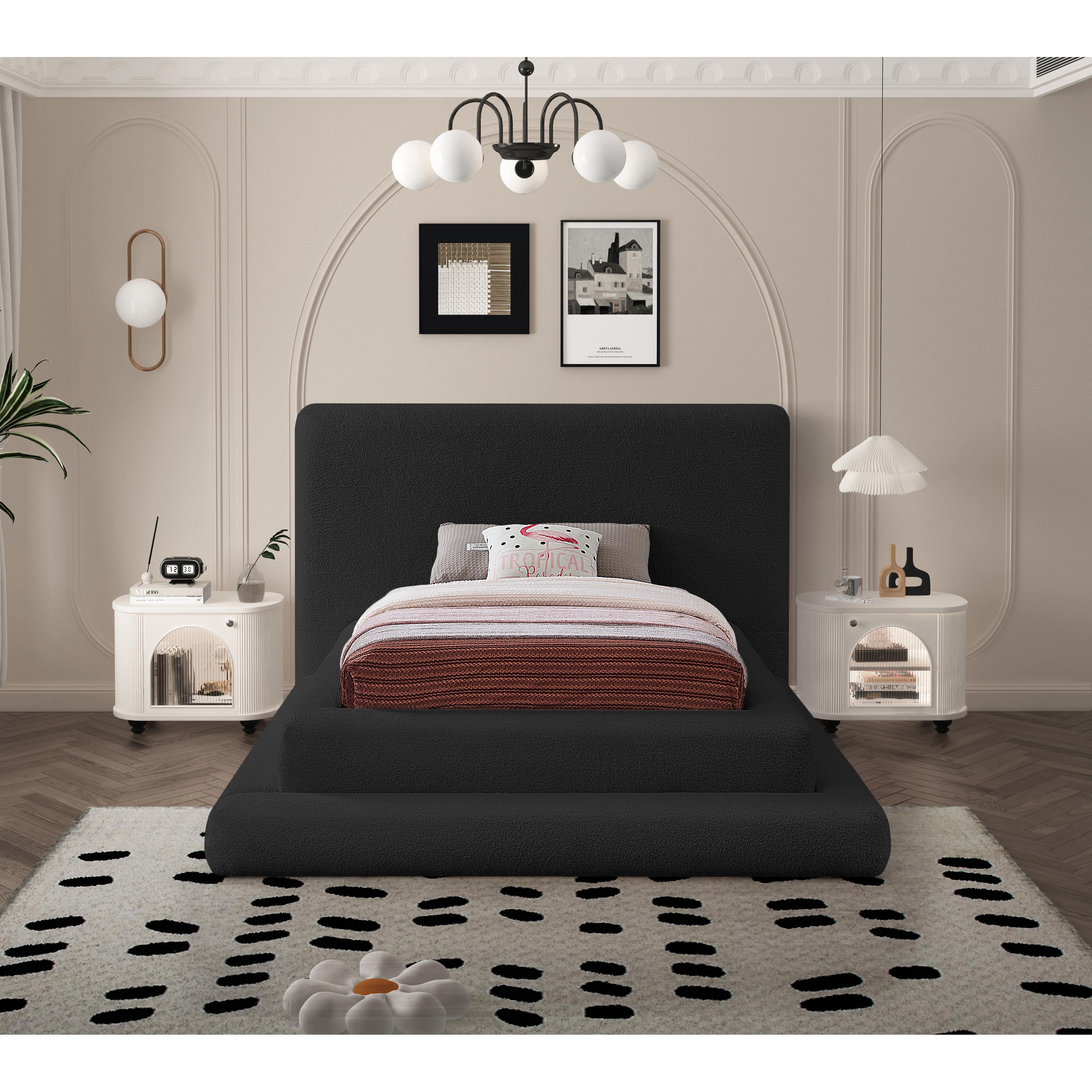 Meridian Dane Black Teddy Fabric Twin Bed (3 Boxes)