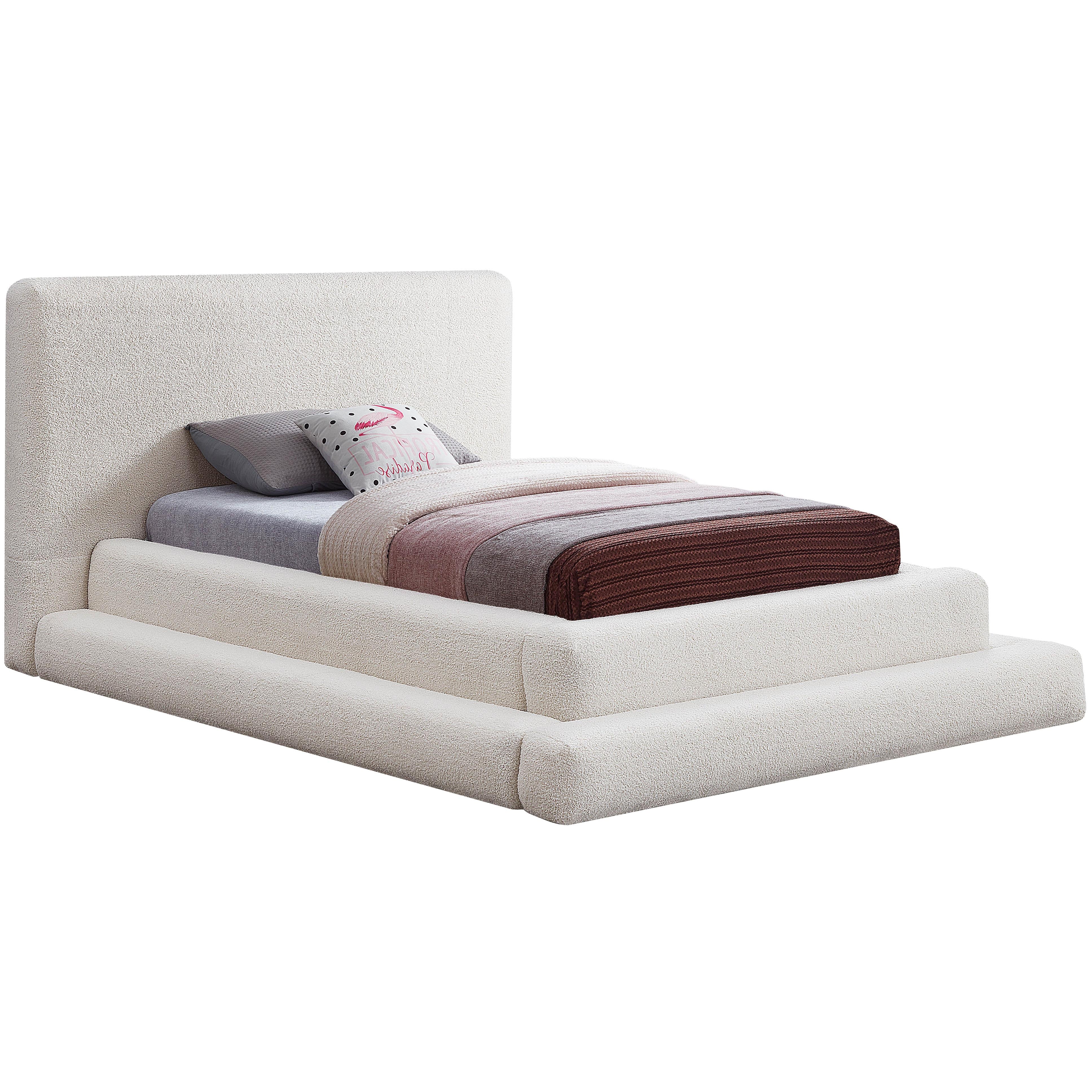 Meridian Dane Cream Teddy Fabric Twin Bed (3 Boxes)