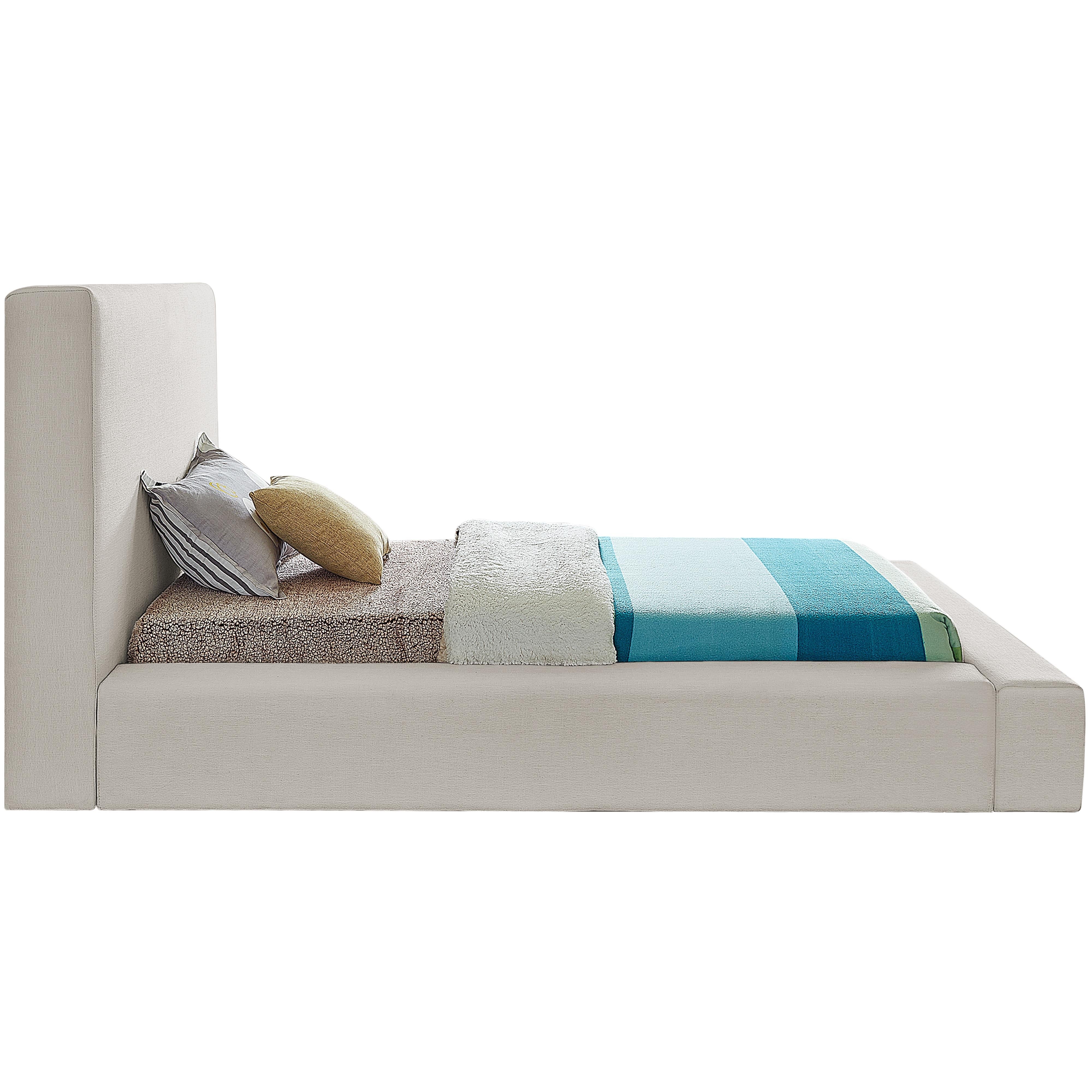 Meridian Devin Beige Linen Textured Fabric Twin Bed