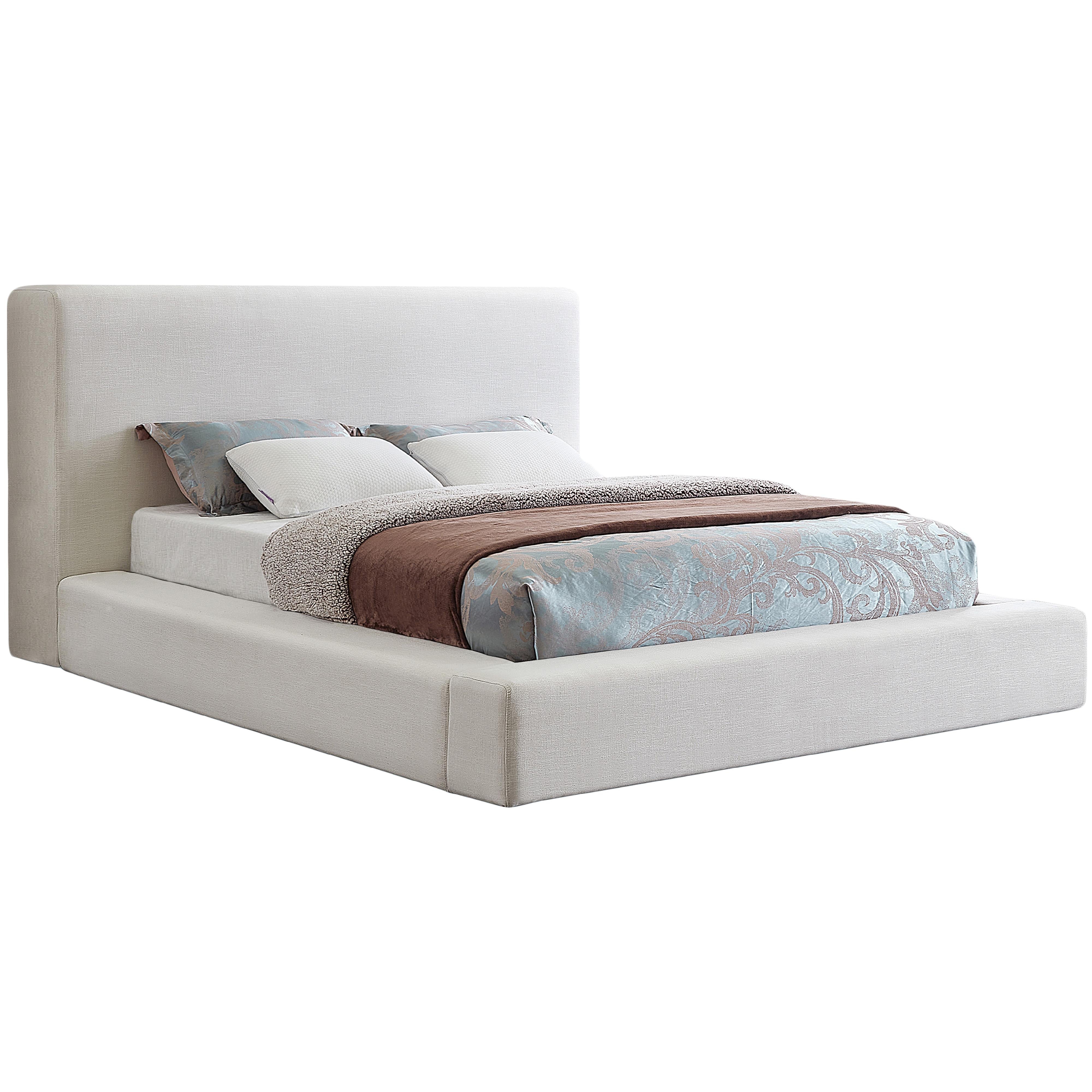 Meridian Devin Cream Linen Textured Fabric Full Bed