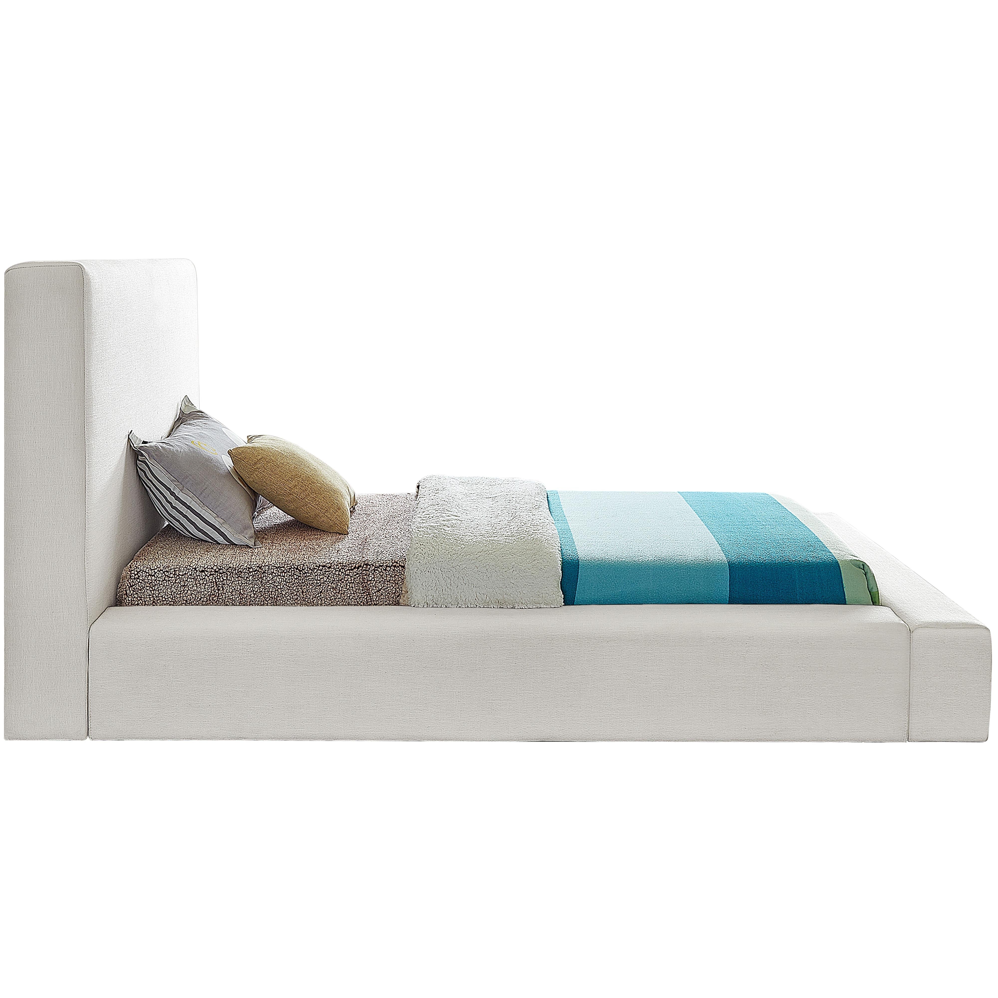 Meridian Devin Cream Linen Textured Fabric Twin Bed