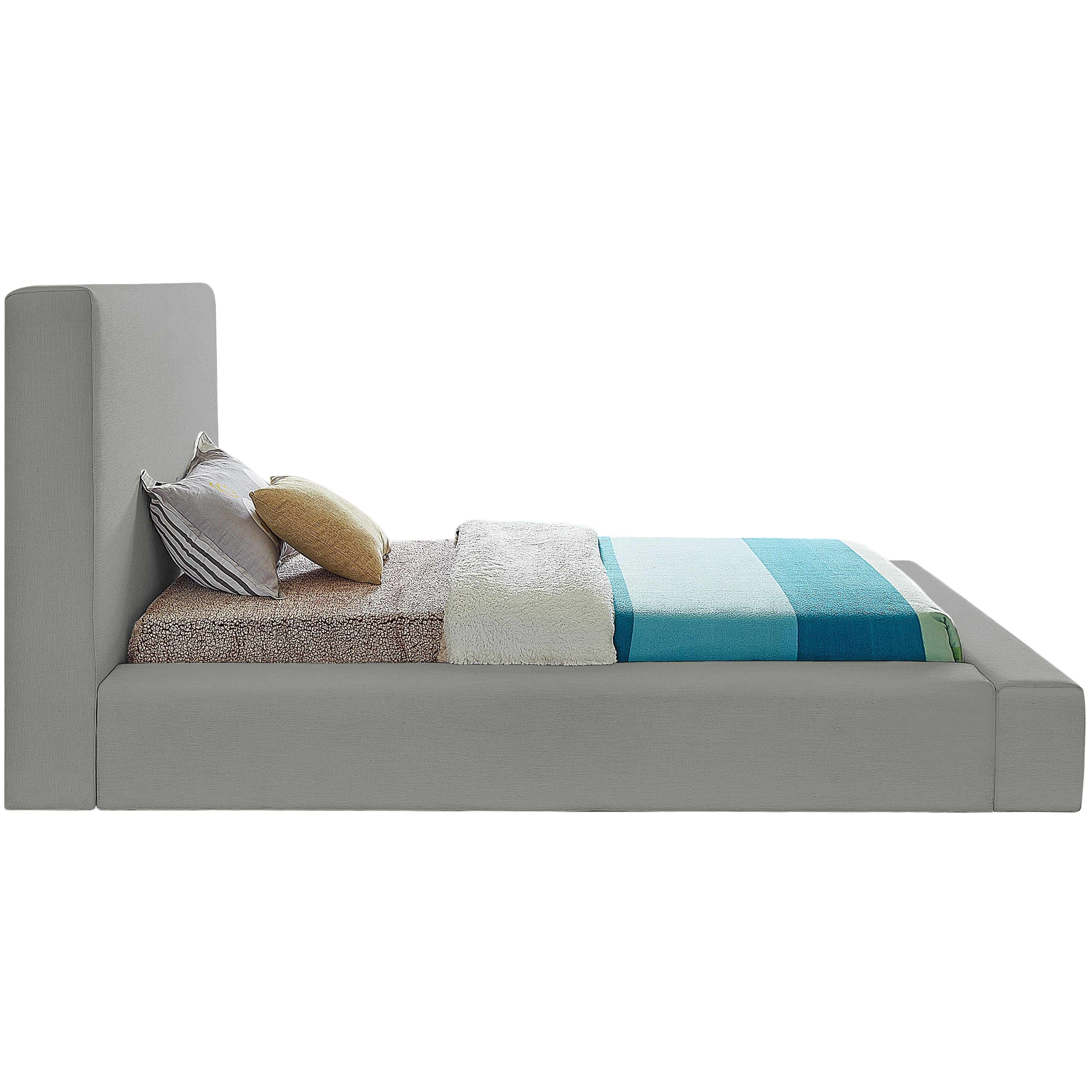 Meridian Devin Grey Linen Textured Fabric Twin Bed