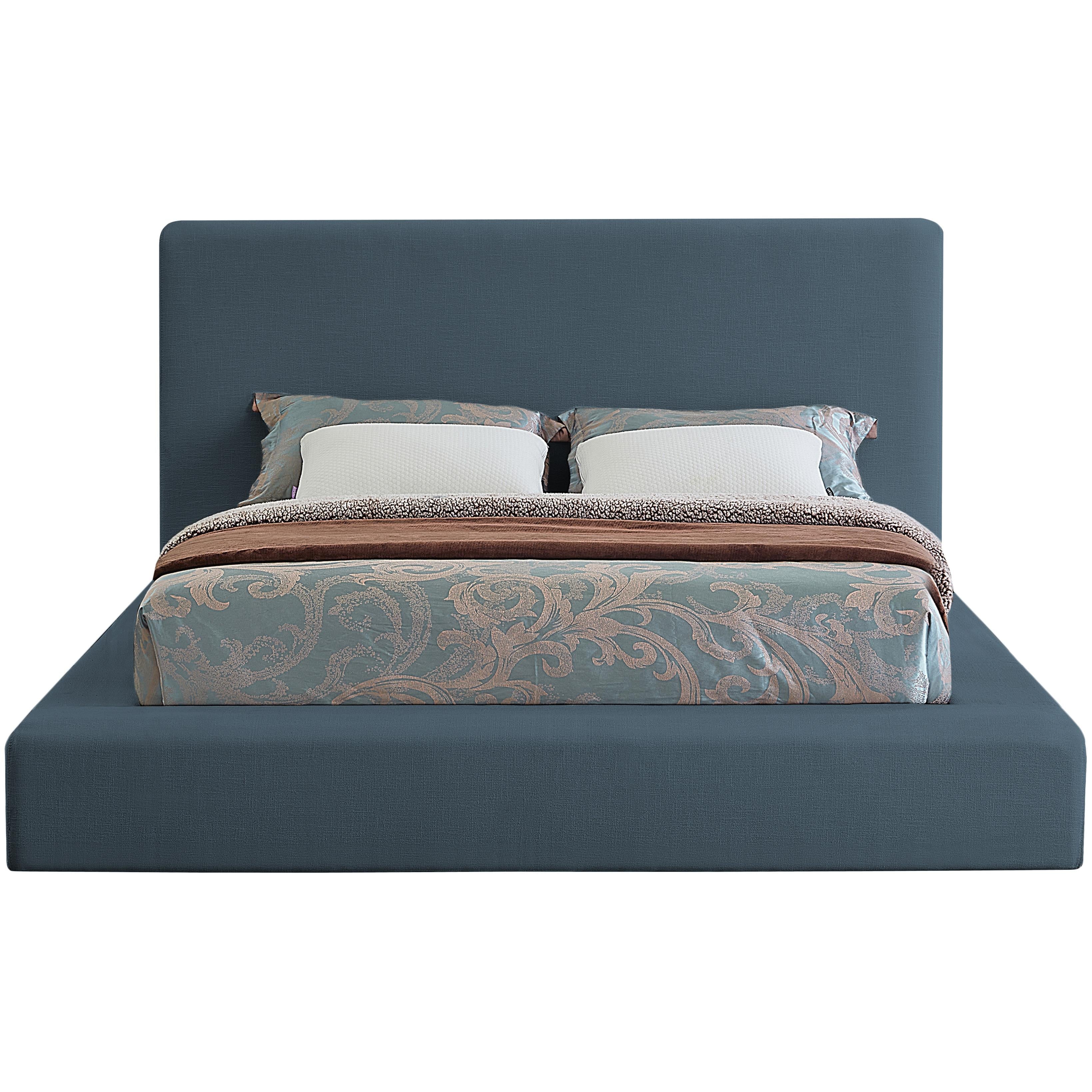 Meridian Devin Navy Linen Textured Fabric Full Bed
