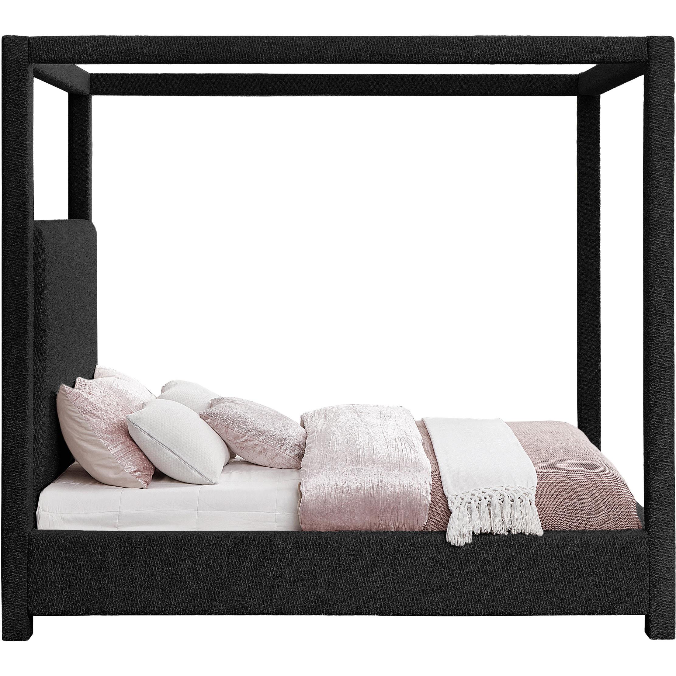 Meridian Eden Black Boucle Fabric Queen Bed (3 Boxes)