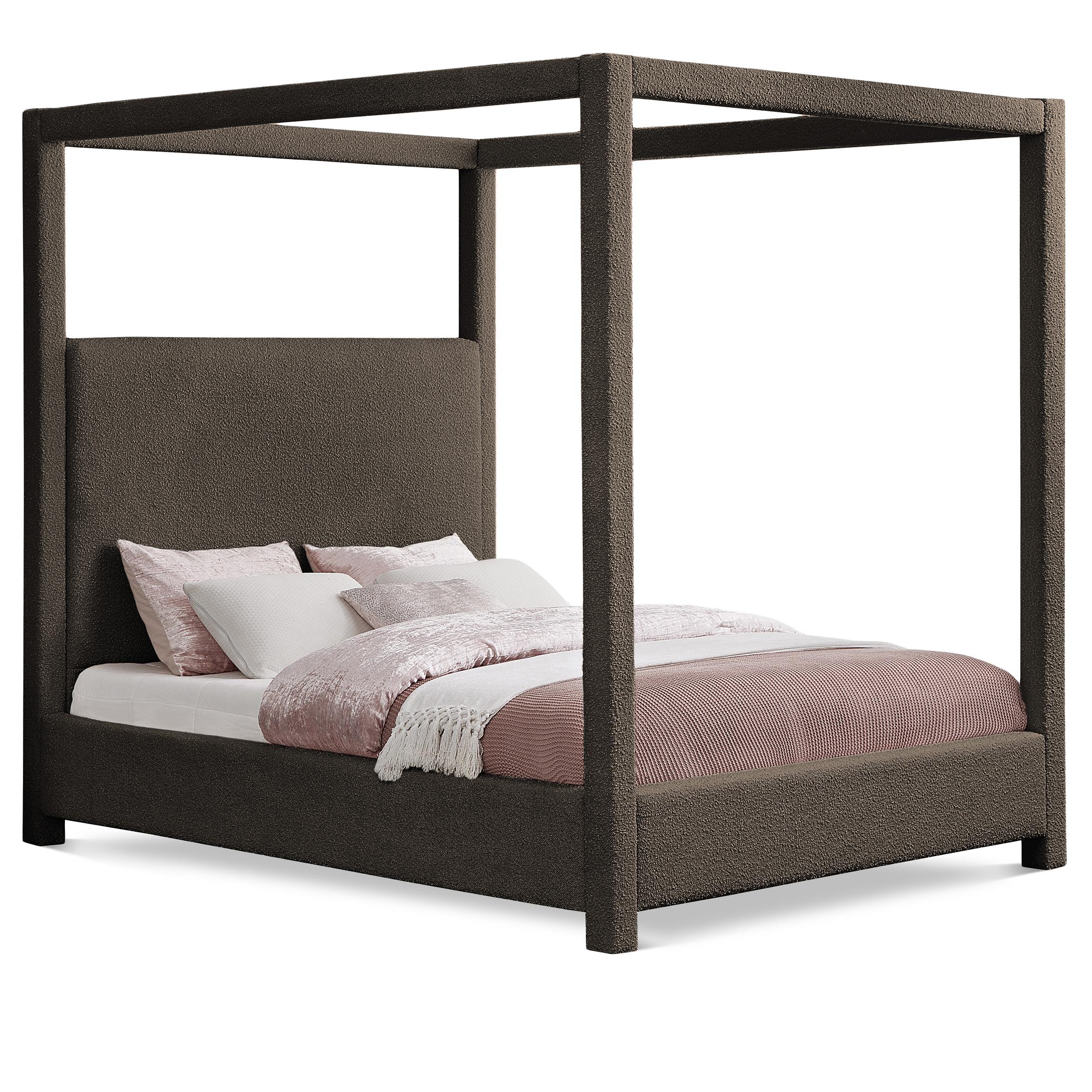 Meridian Eden Brown Boucle Fabric King Bed (3 Boxes)