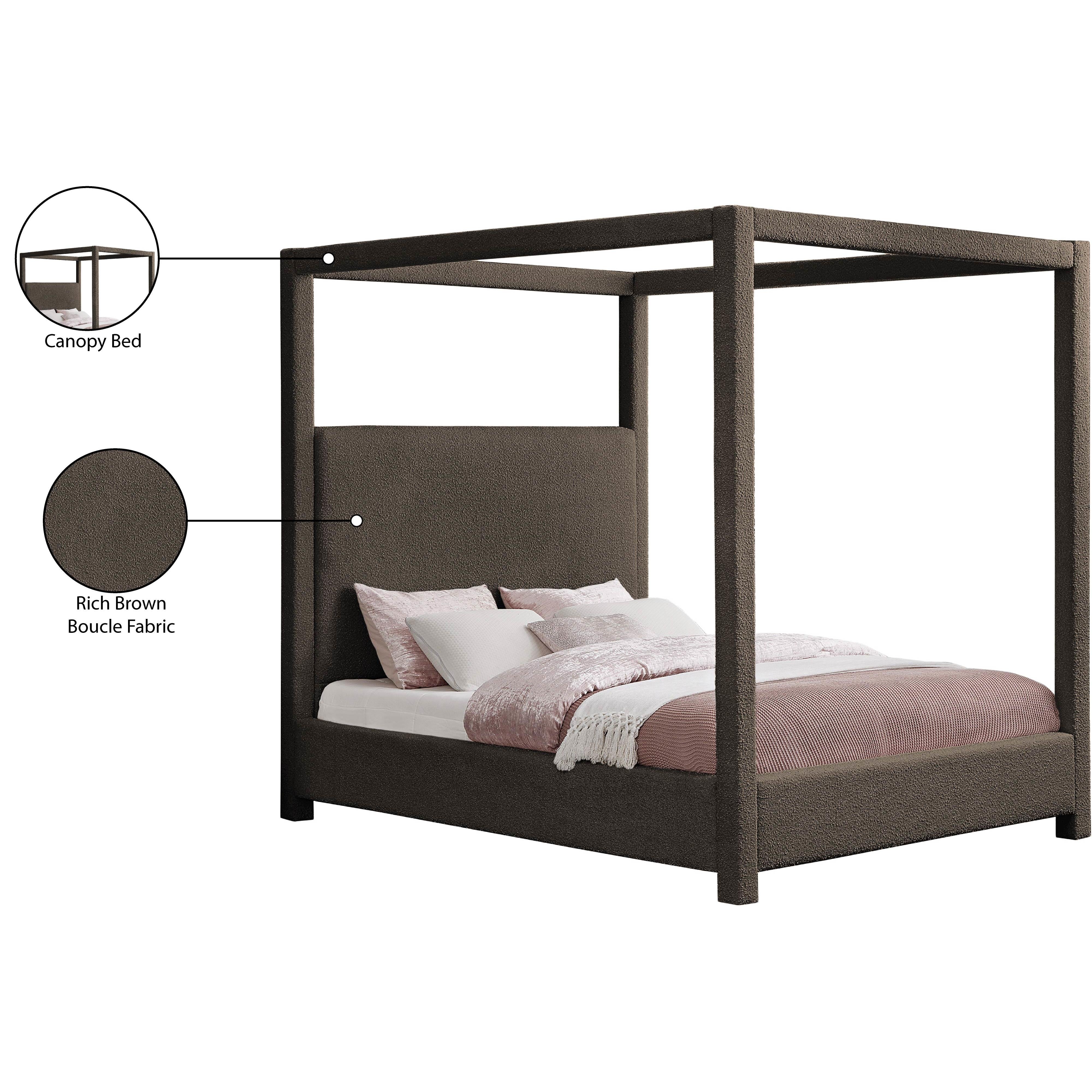 Meridian Eden Brown Boucle Fabric King Bed (3 Boxes)