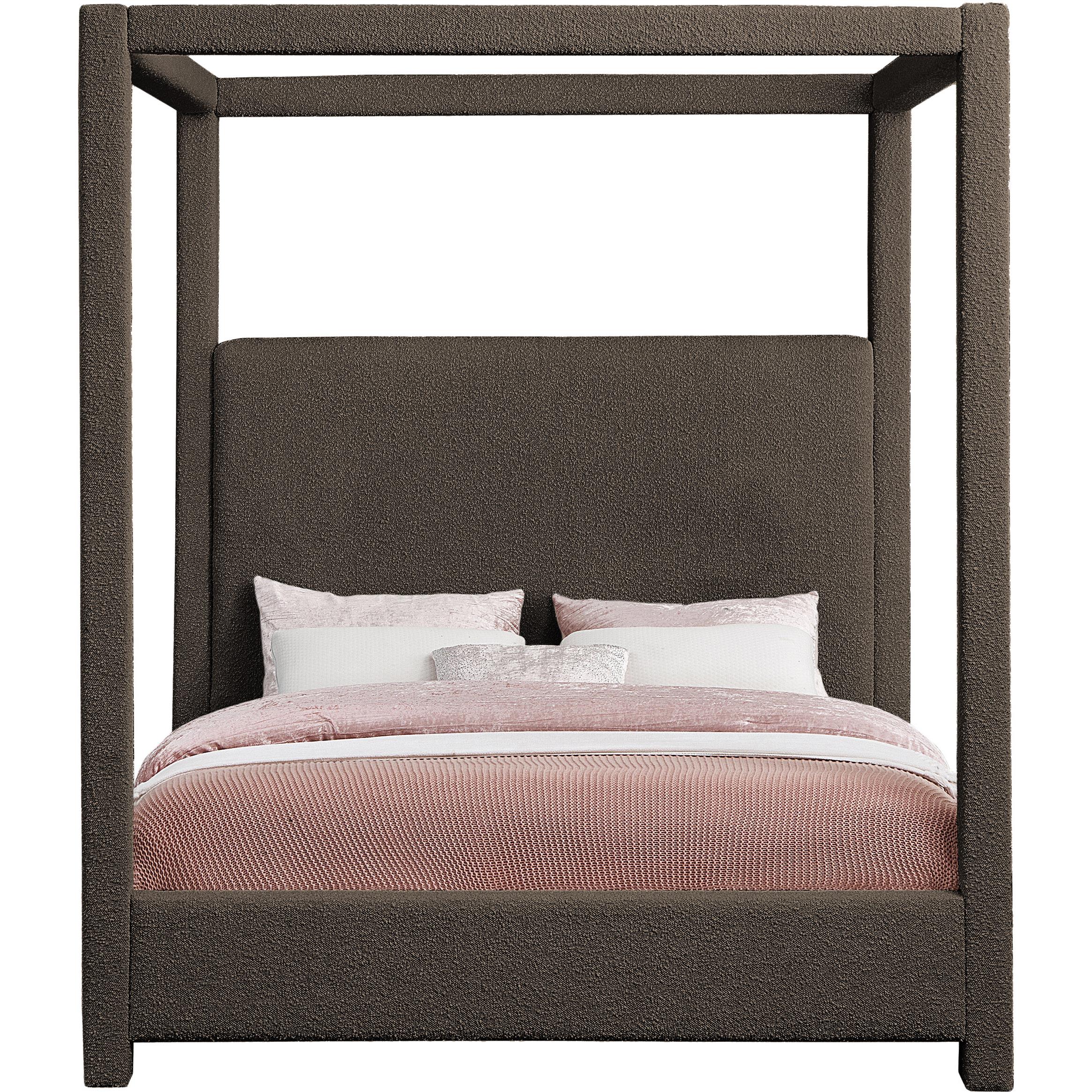 Meridian Eden Brown Boucle Fabric Queen Bed (3 Boxes)