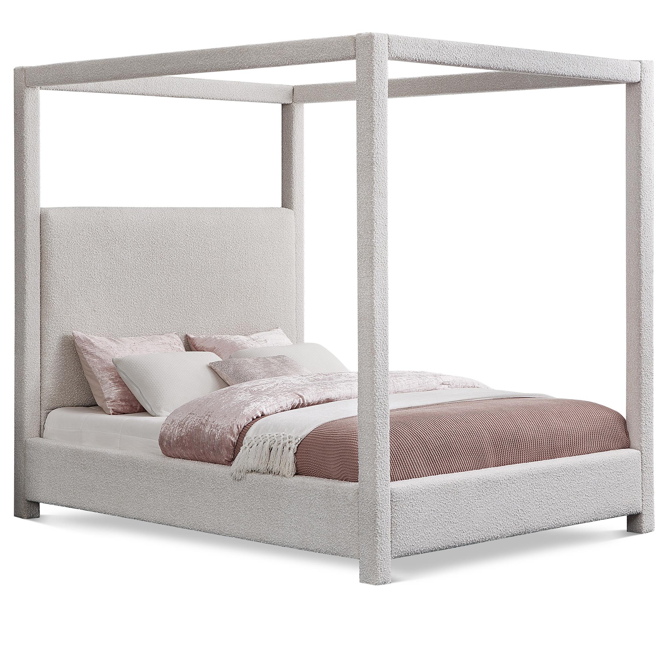 Meridian Eden Cream Boucle Fabric King Bed (3 Boxes)