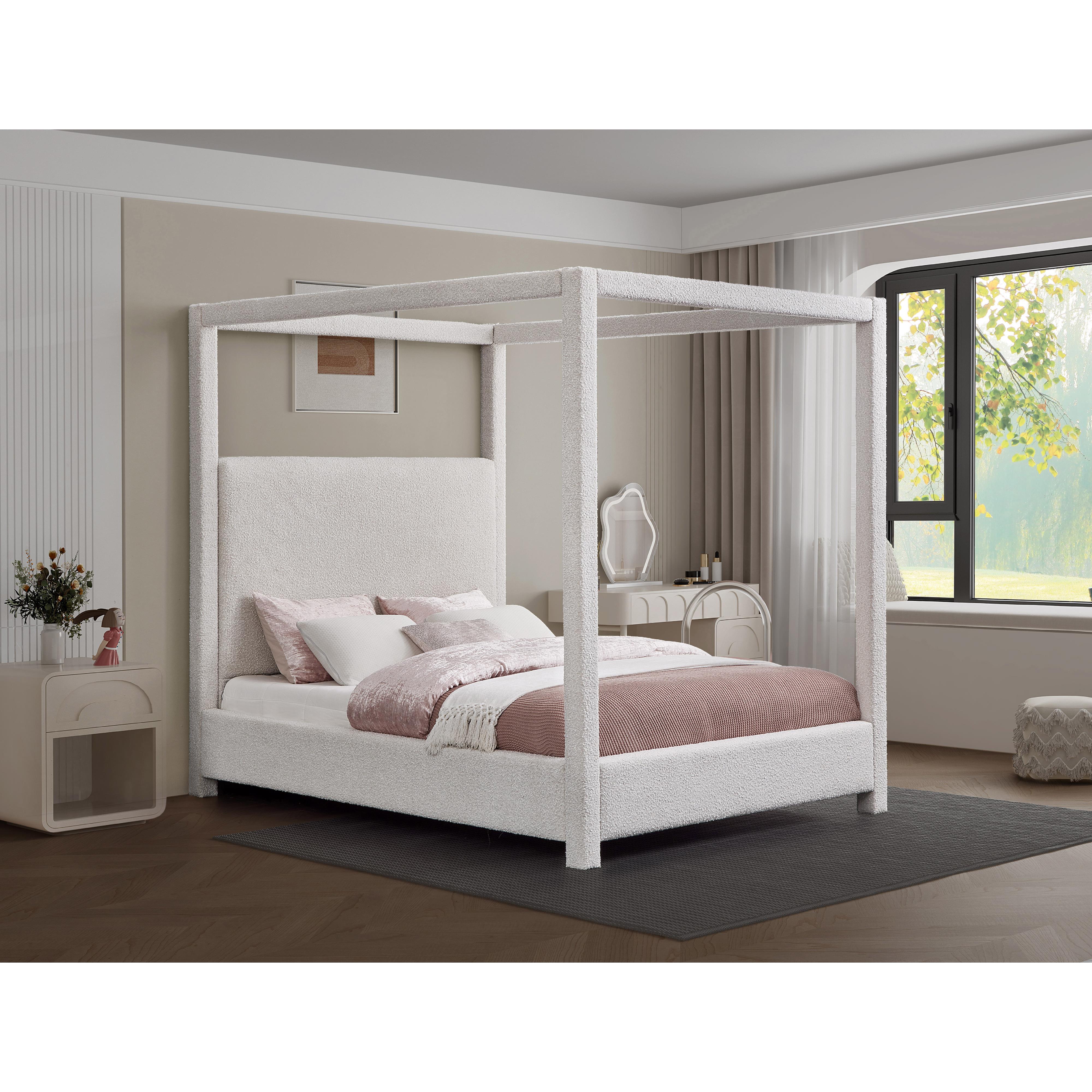 Meridian Eden Cream Boucle Fabric King Bed (3 Boxes)