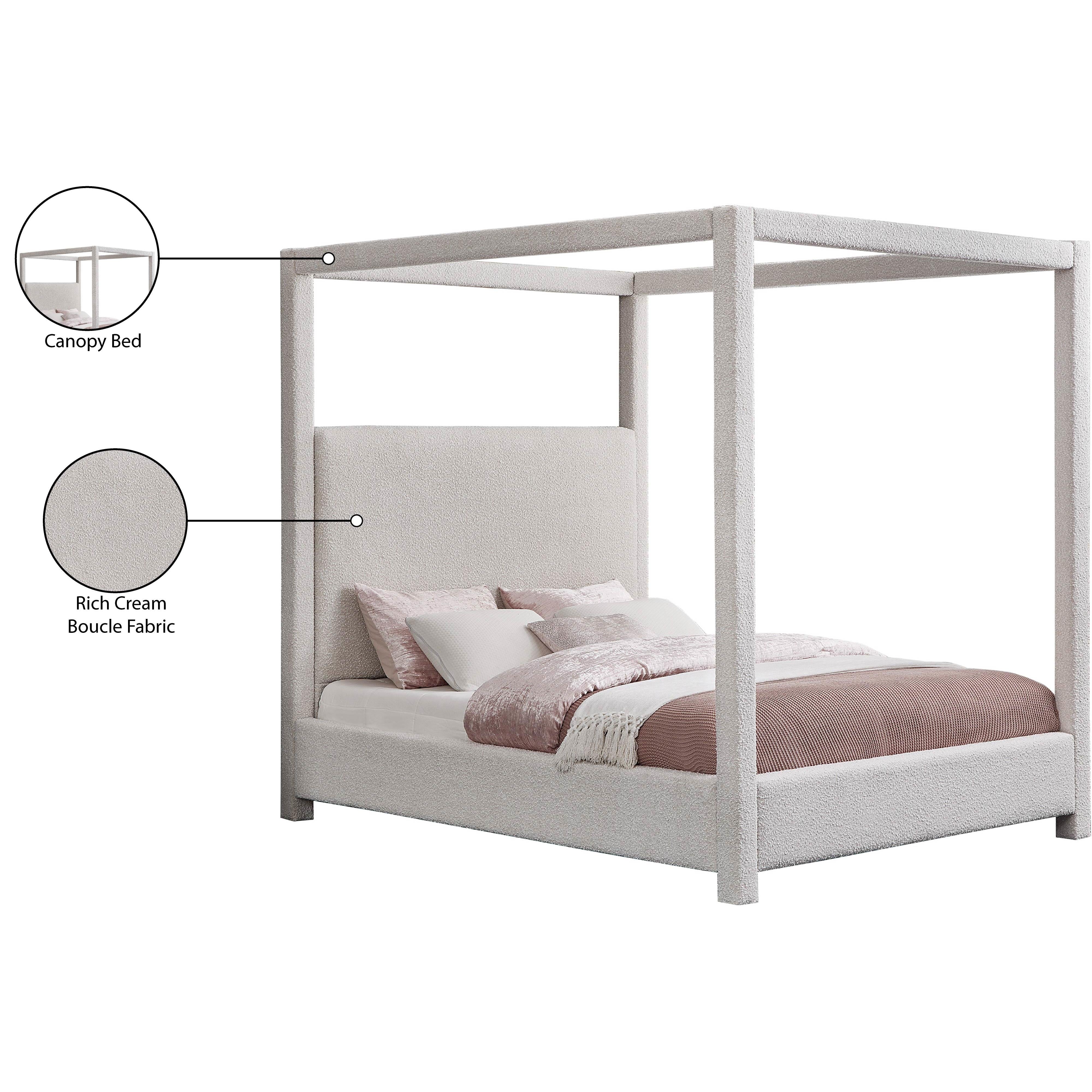Meridian Eden Cream Boucle Fabric King Bed (3 Boxes)