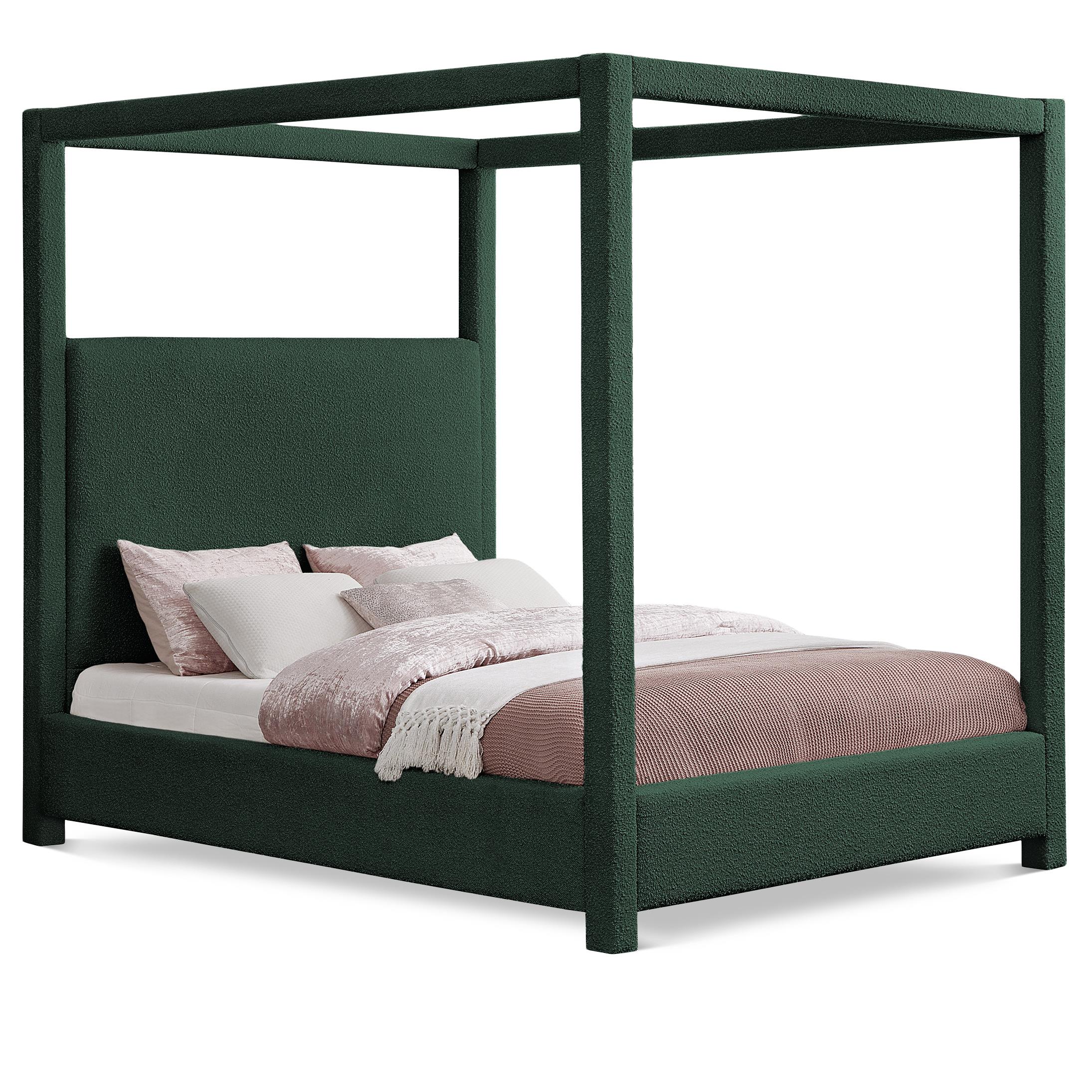 Meridian Eden Green Boucle Fabric King Bed (3 Boxes)
