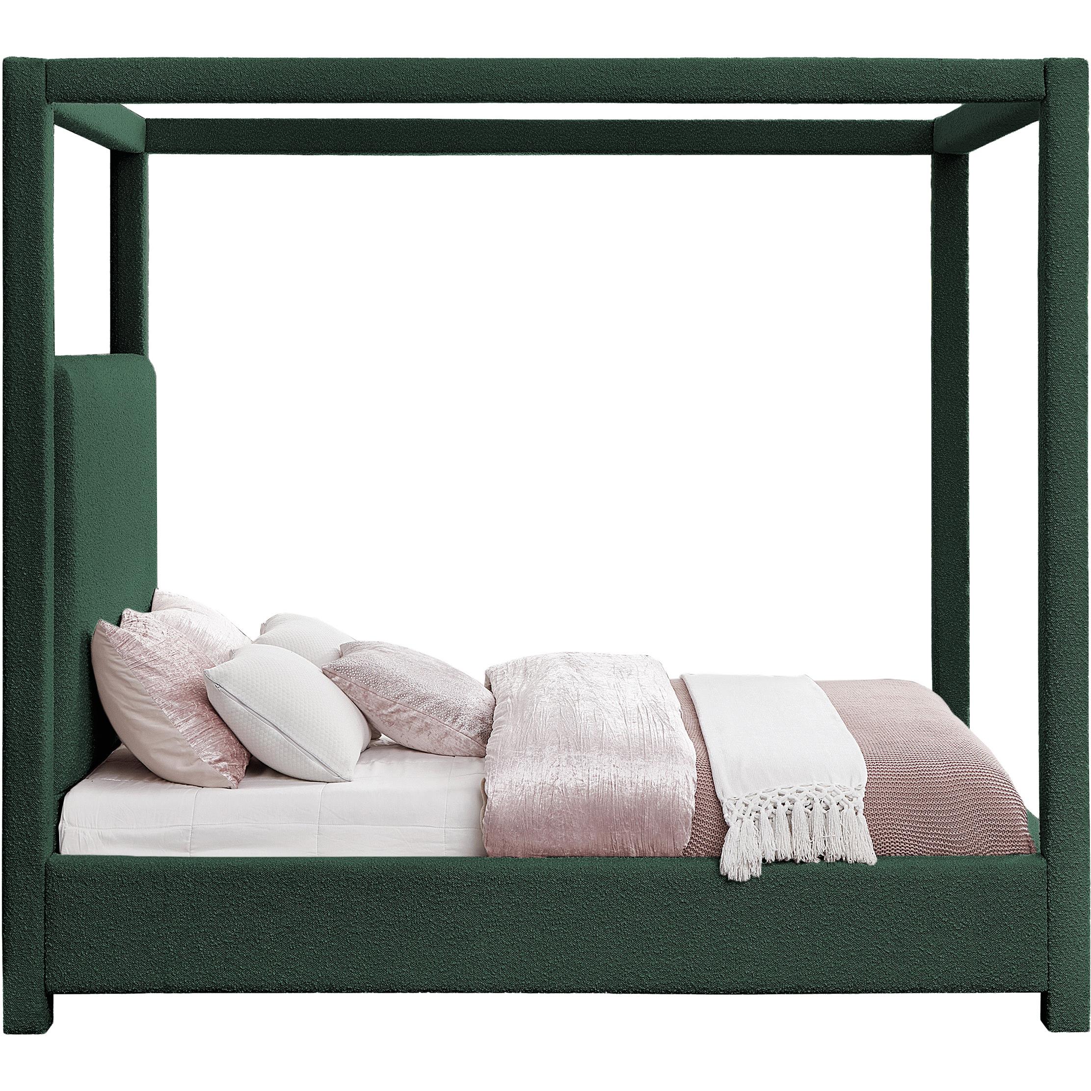 Meridian Eden Green Boucle Fabric King Bed (3 Boxes)