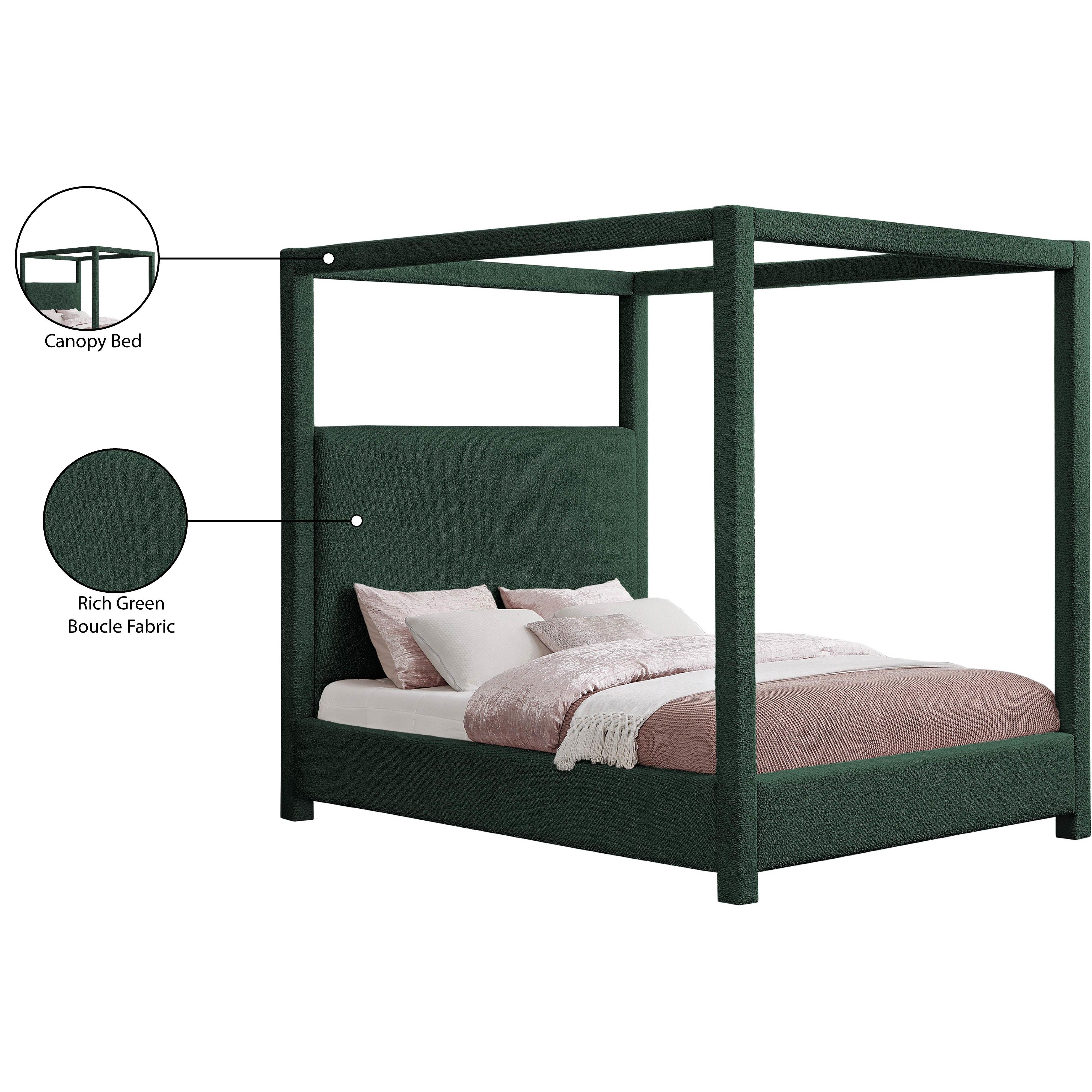 Meridian Eden Green Boucle Fabric King Bed (3 Boxes)