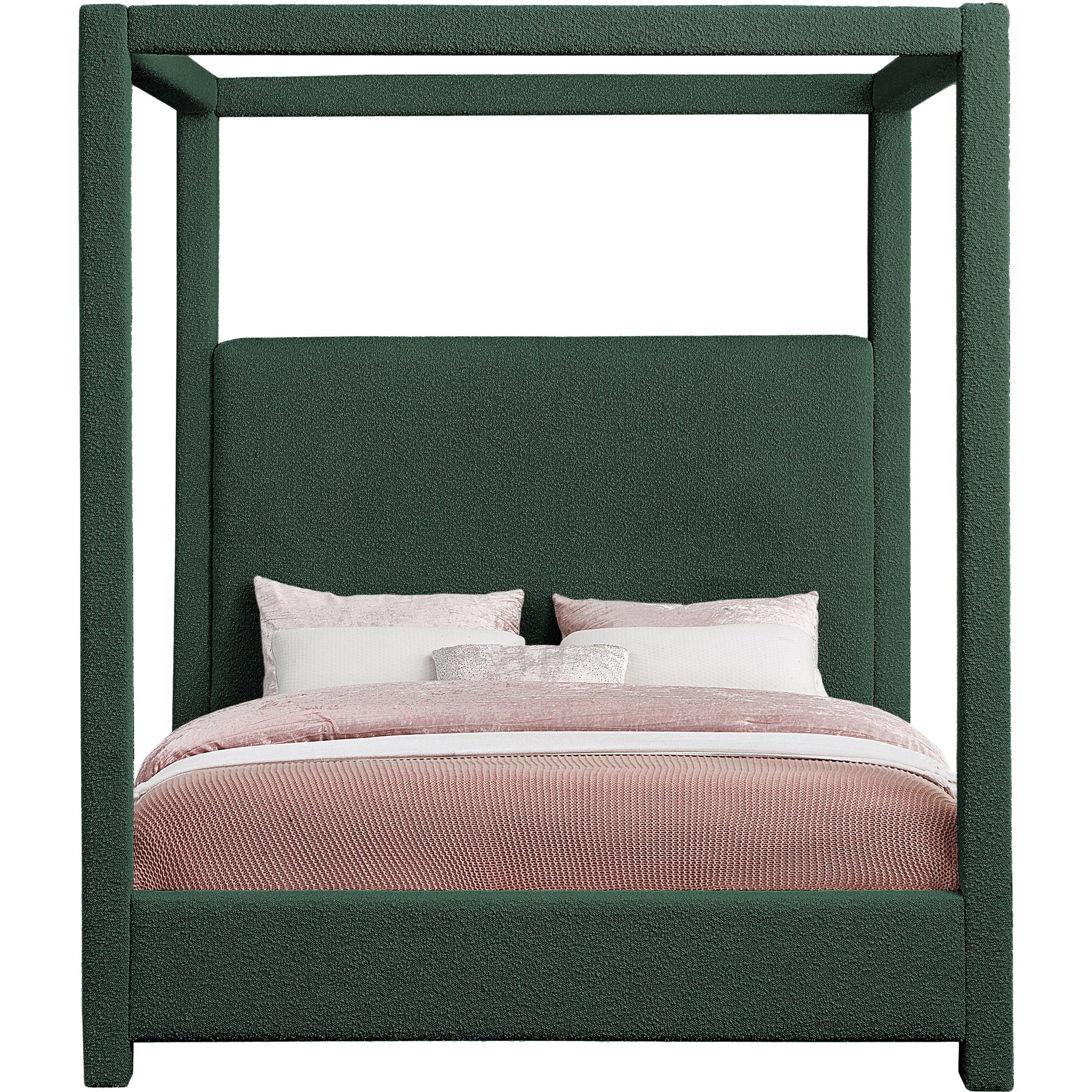 Meridian Eden Green Boucle Fabric Queen Bed (3 Boxes)