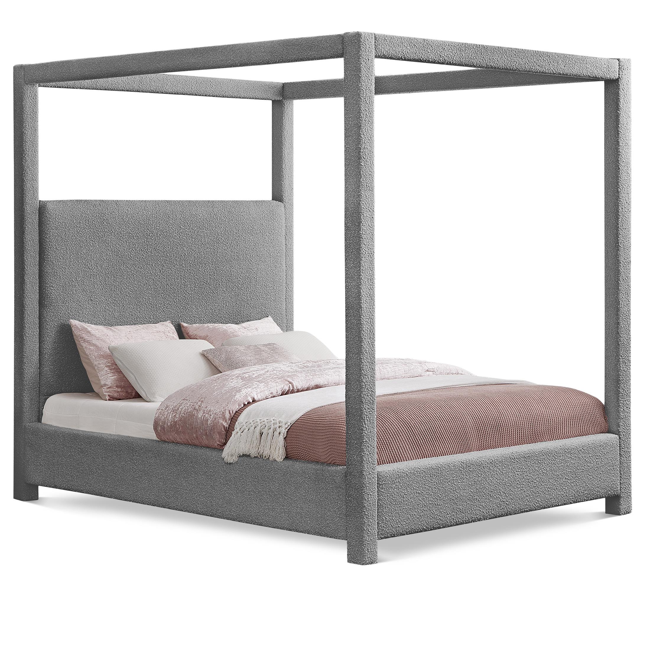 Meridian Eden Grey Boucle Fabric King Bed (3 Boxes)