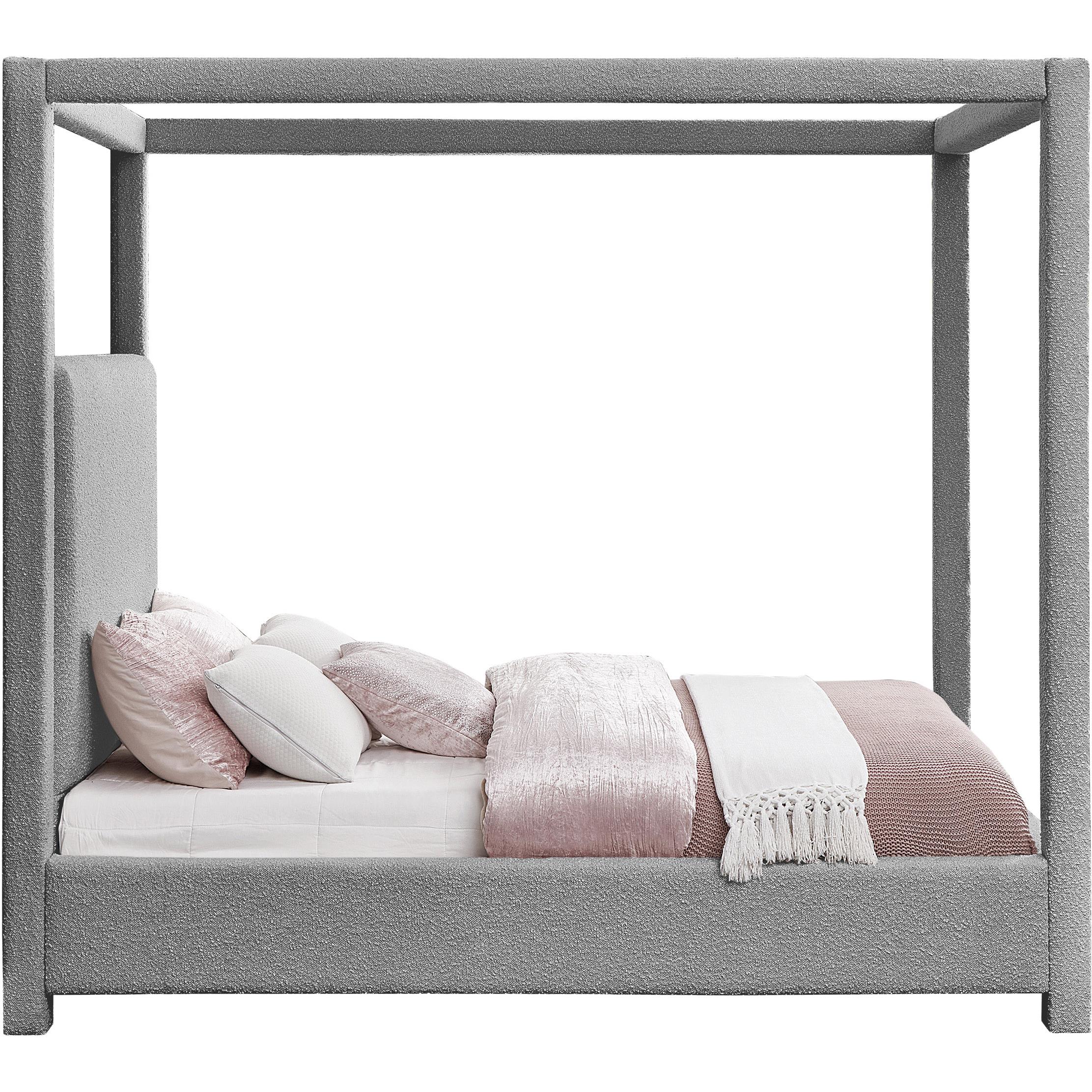 Meridian Eden Grey Boucle Fabric King Bed (3 Boxes)