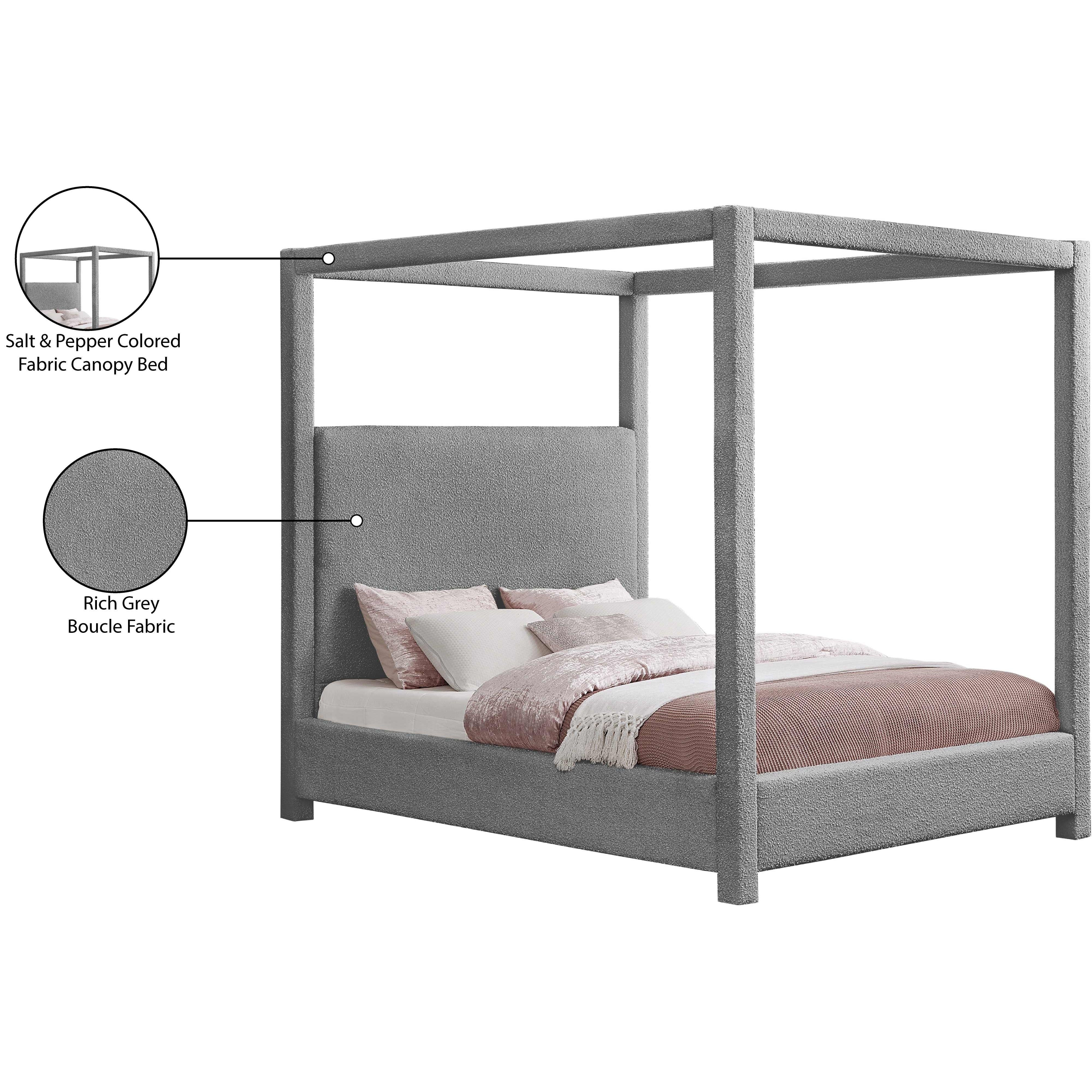 Meridian Eden Grey Boucle Fabric King Bed (3 Boxes)