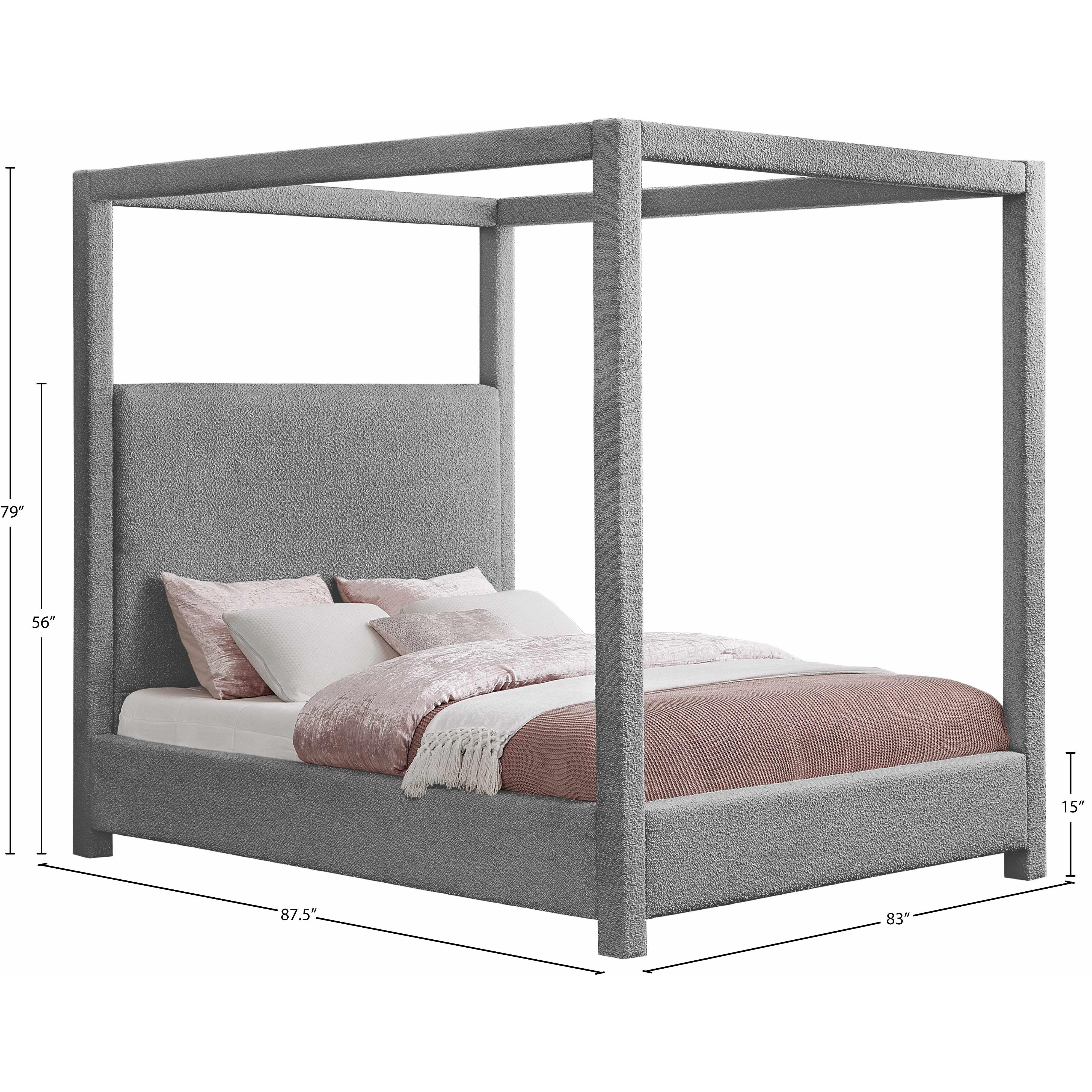 Meridian Eden Grey Boucle Fabric King Bed (3 Boxes)