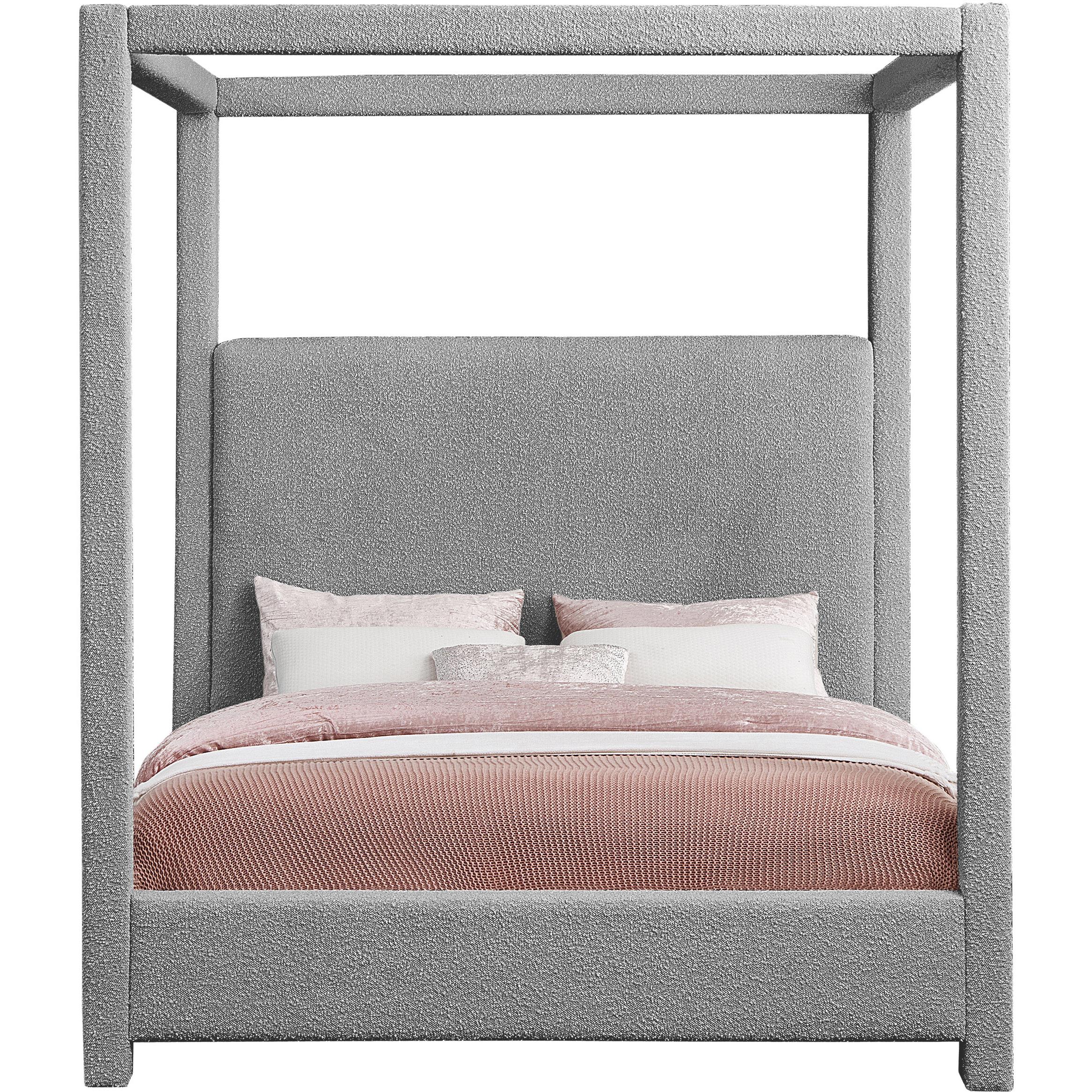 Meridian Eden Grey Boucle Fabric Queen Bed (3 Boxes)