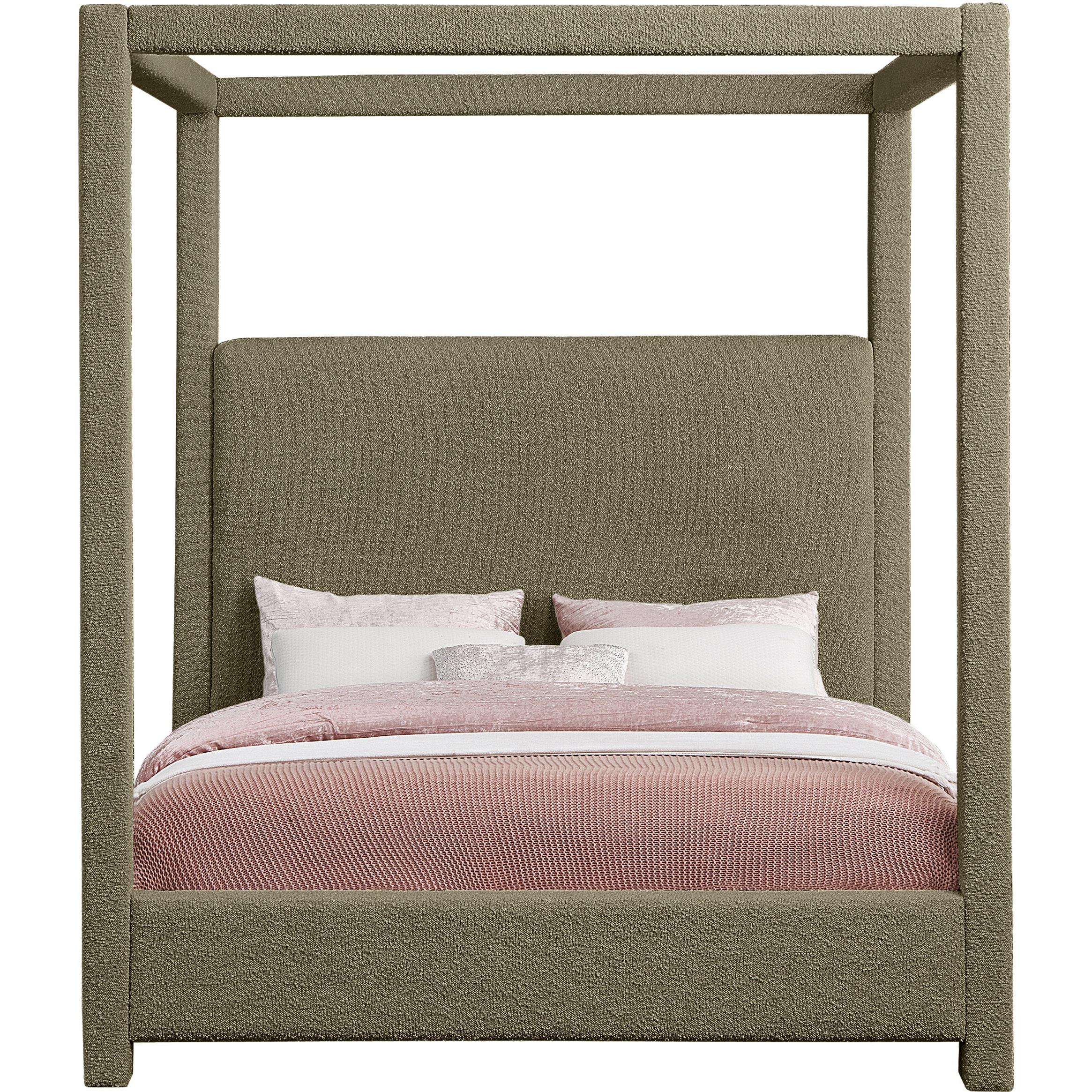 Meridian Eden Olive Boucle Fabric King Bed (3 Boxes)