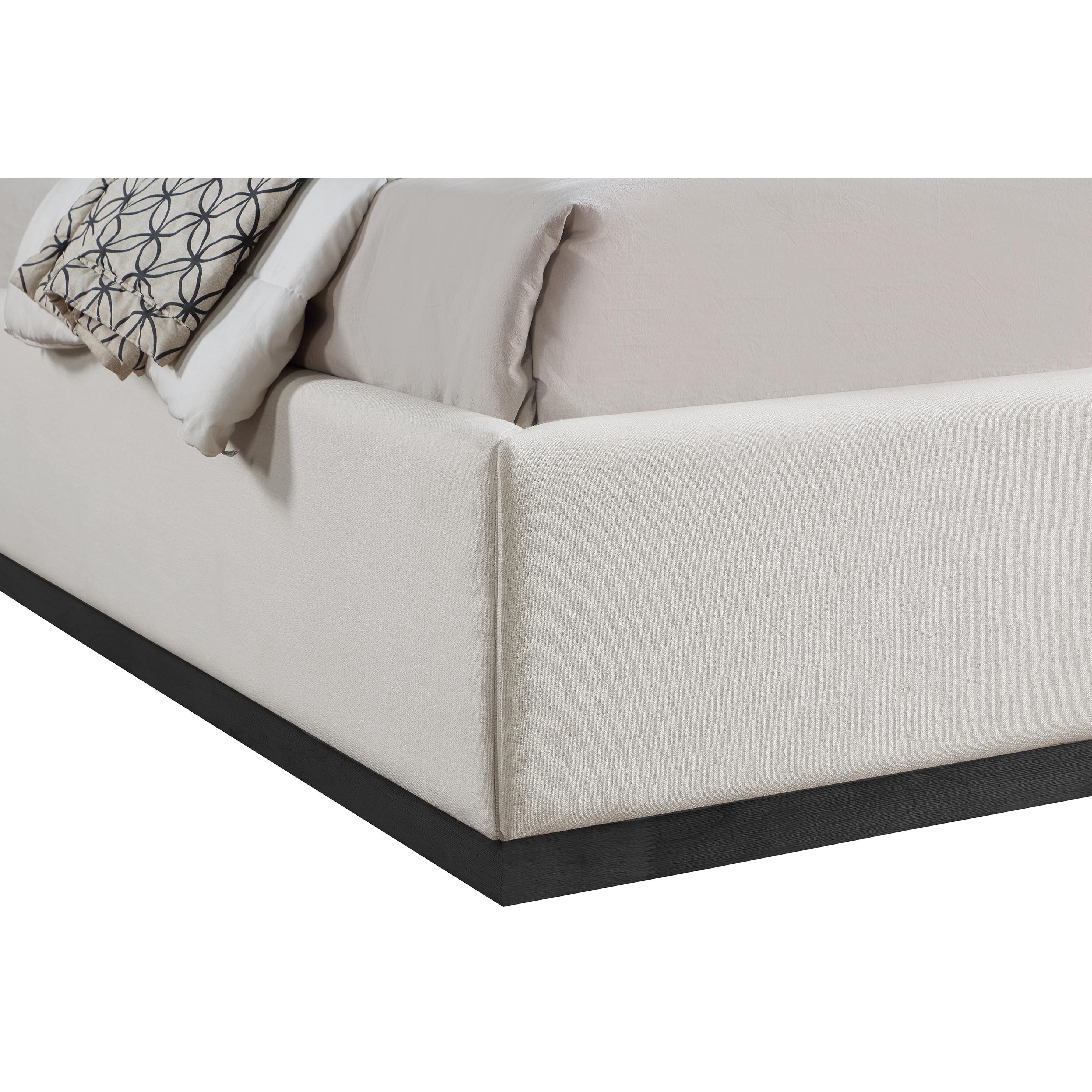 Meridian Flynn Beige Linen Textured Fabric Full Bed