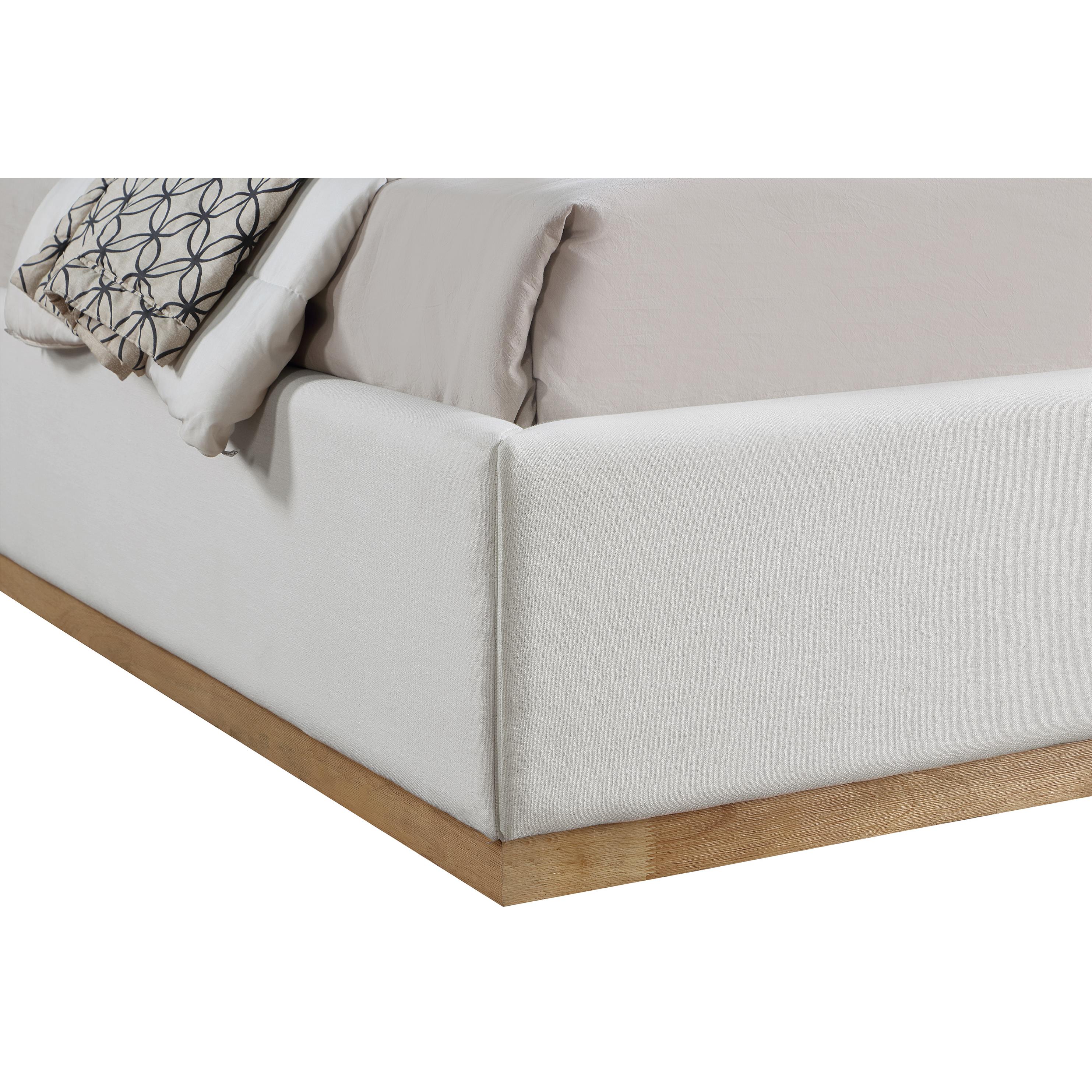 Meridian Flynn Cream Linen Textured Fabric Queen Bed