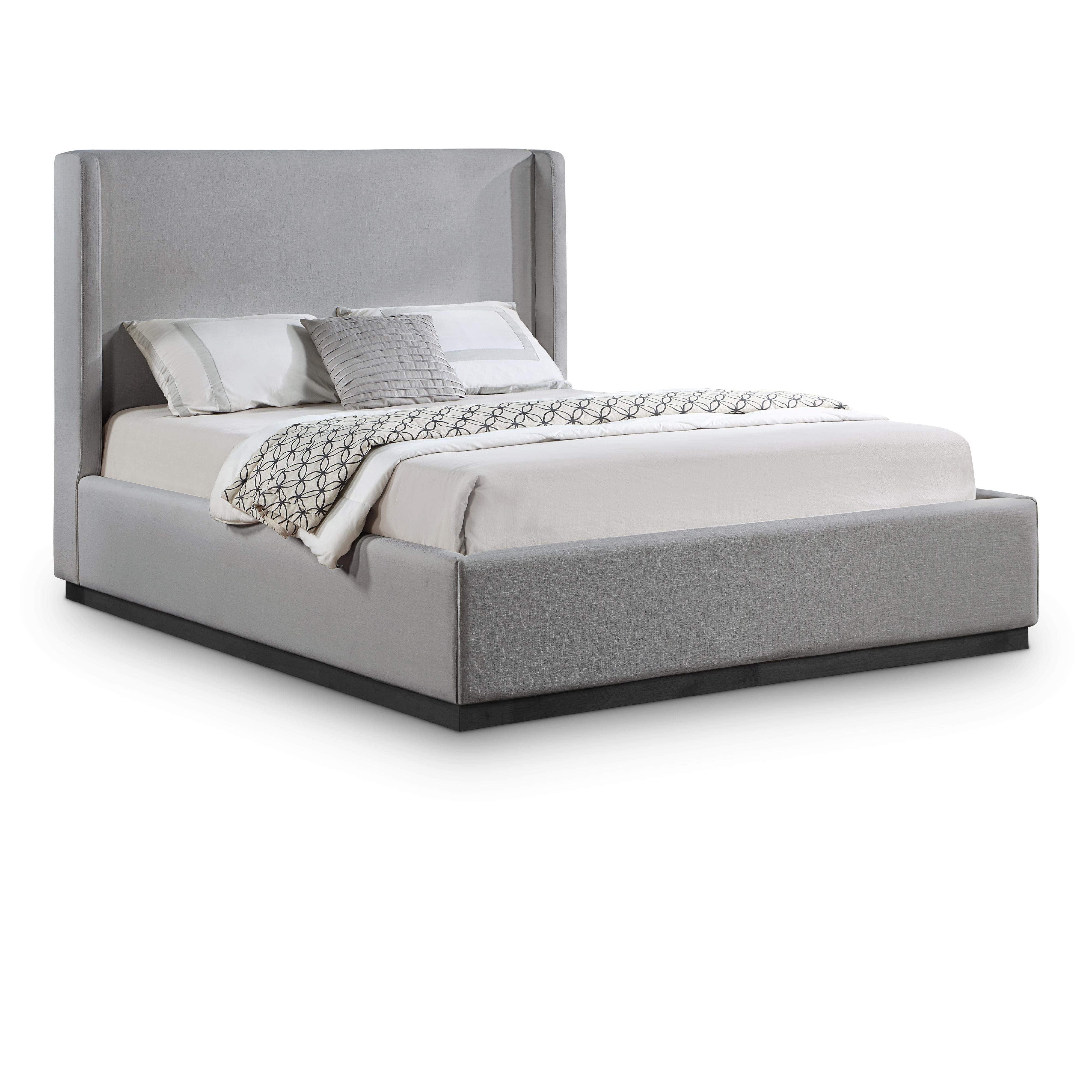 Meridian Flynn Grey Linen Textured Fabric Full Bed