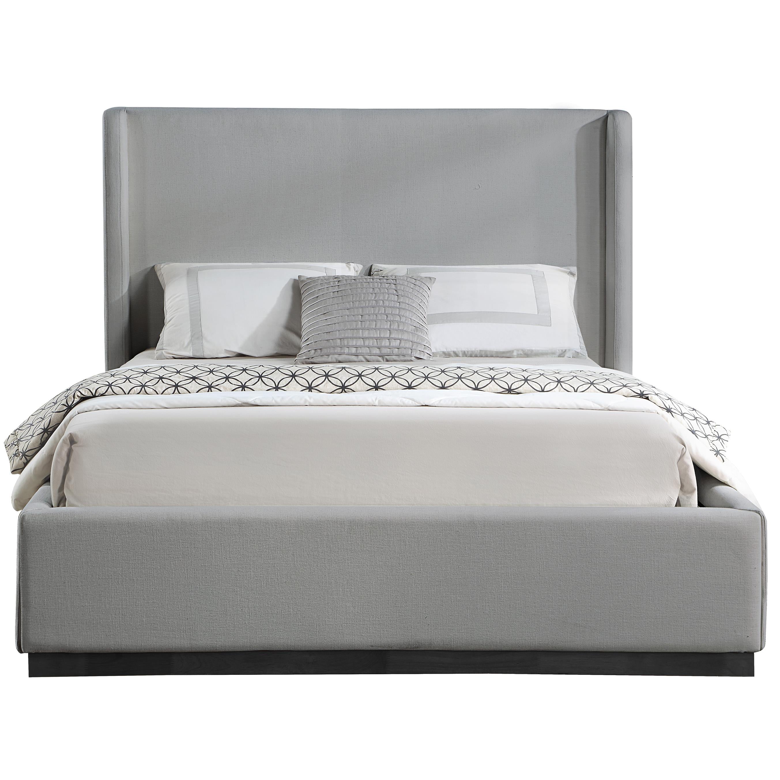 Meridian Flynn Grey Linen Textured Fabric King Bed