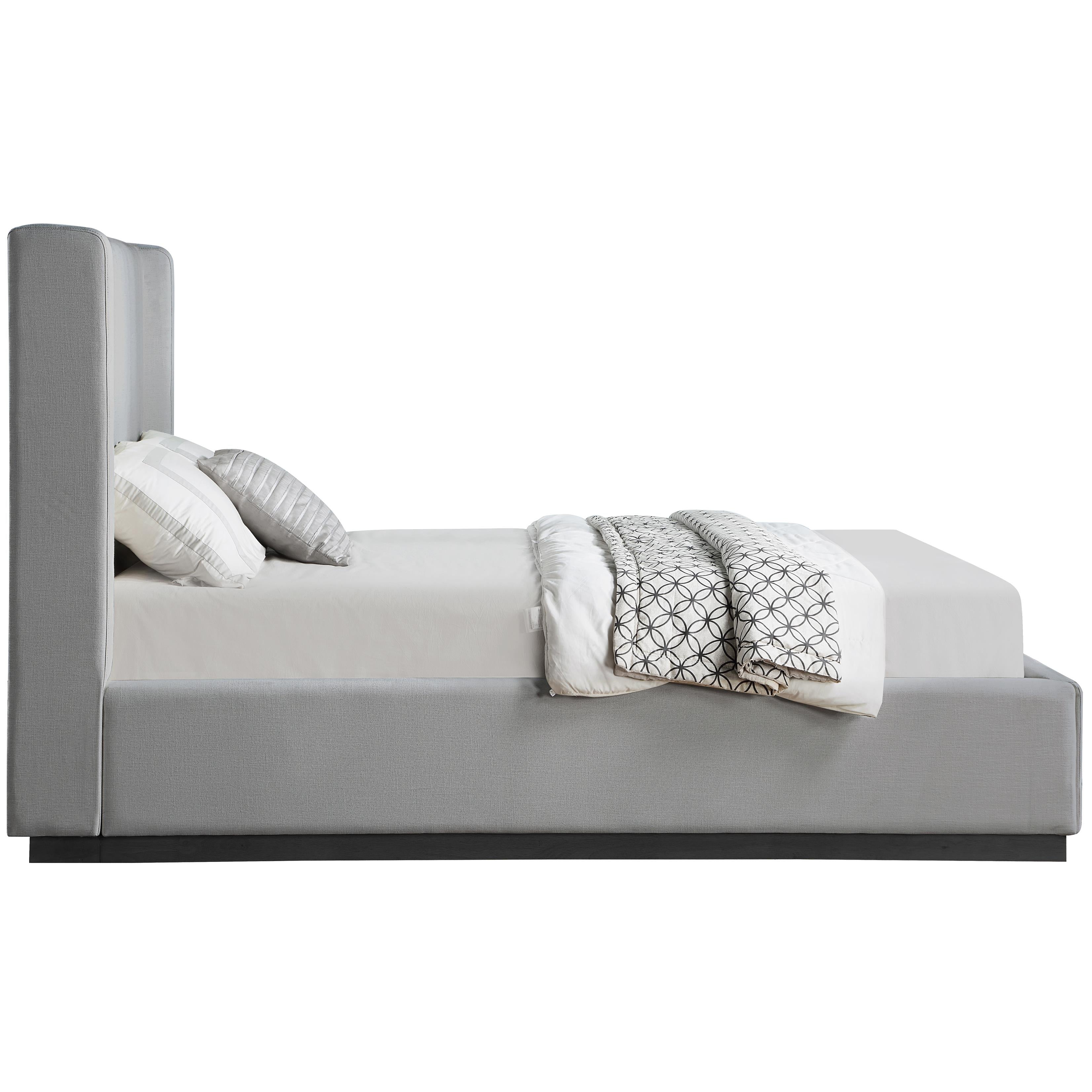 Meridian Flynn Grey Linen Textured Fabric King Bed
