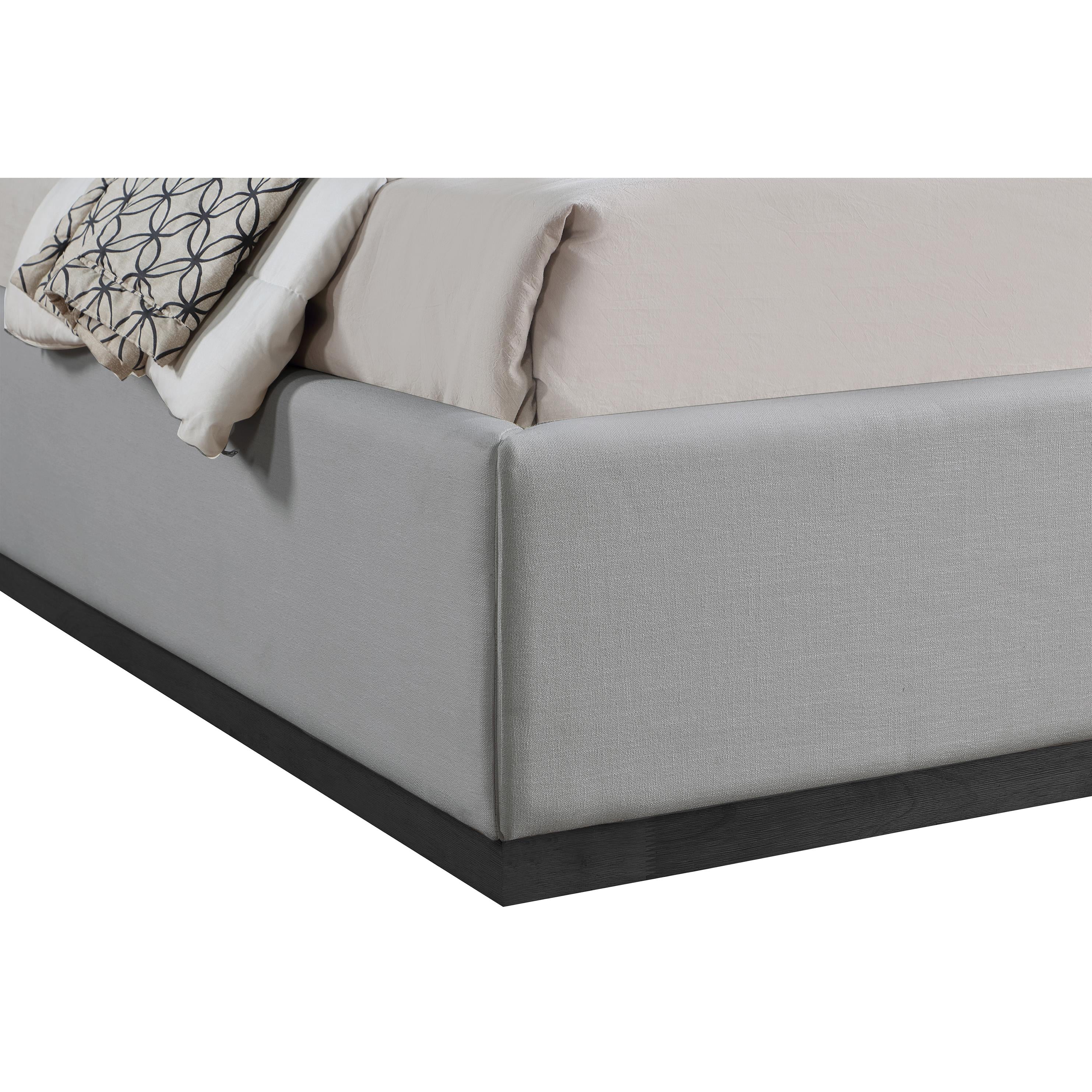 Meridian Flynn Grey Linen Textured Fabric King Bed