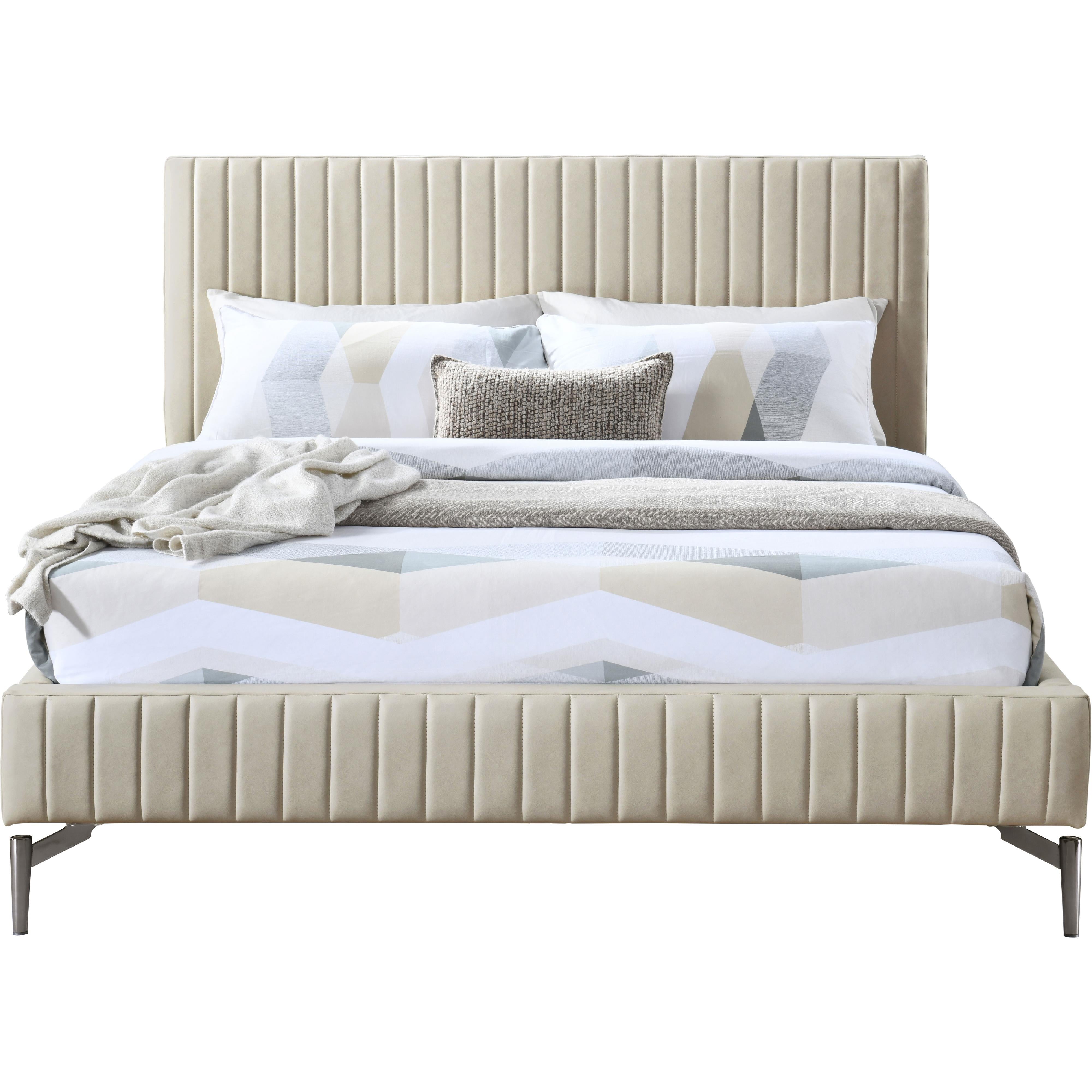 Meridian Gallo Beige Vegan Leather Full Bed