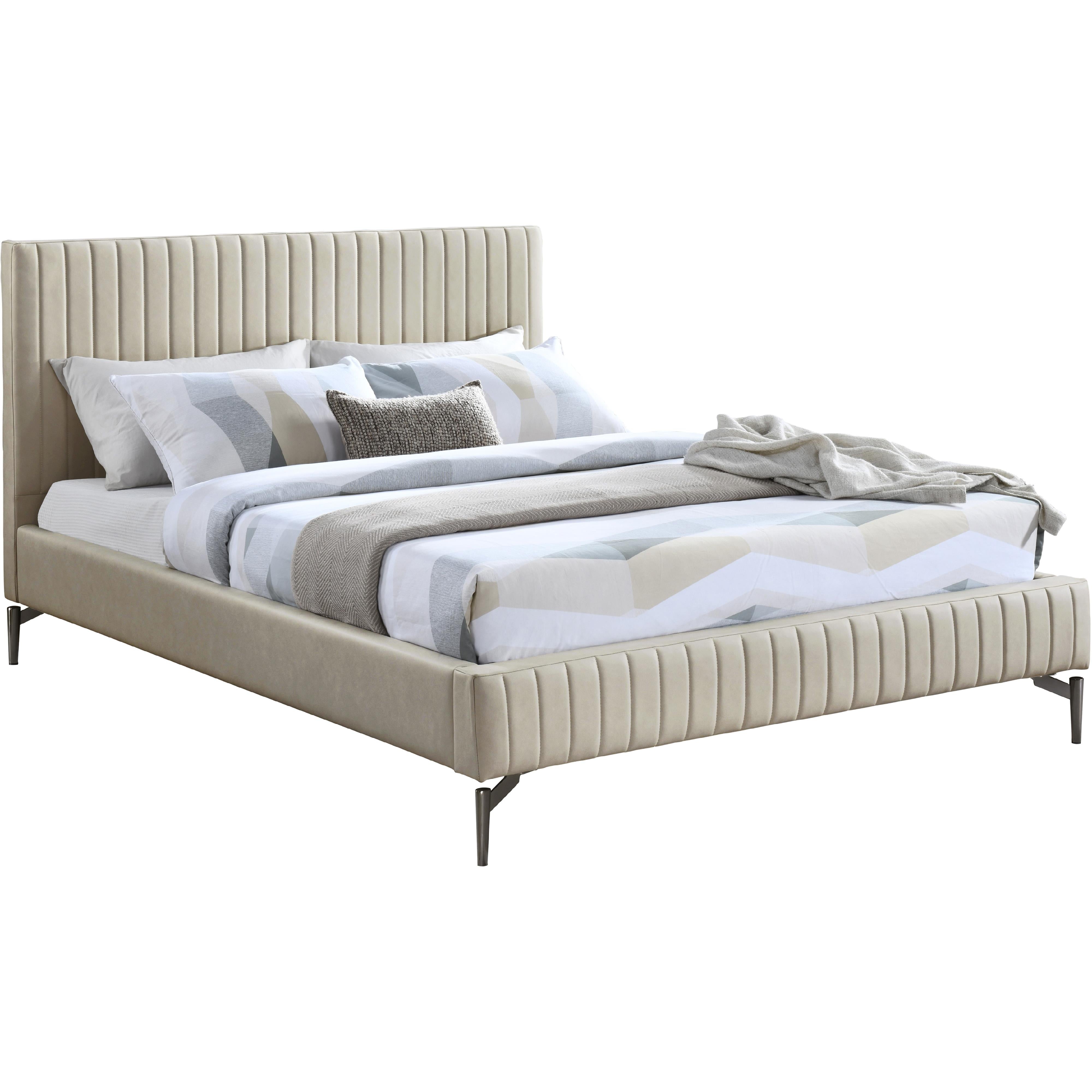 Meridian Gallo Beige Vegan Leather Full Bed