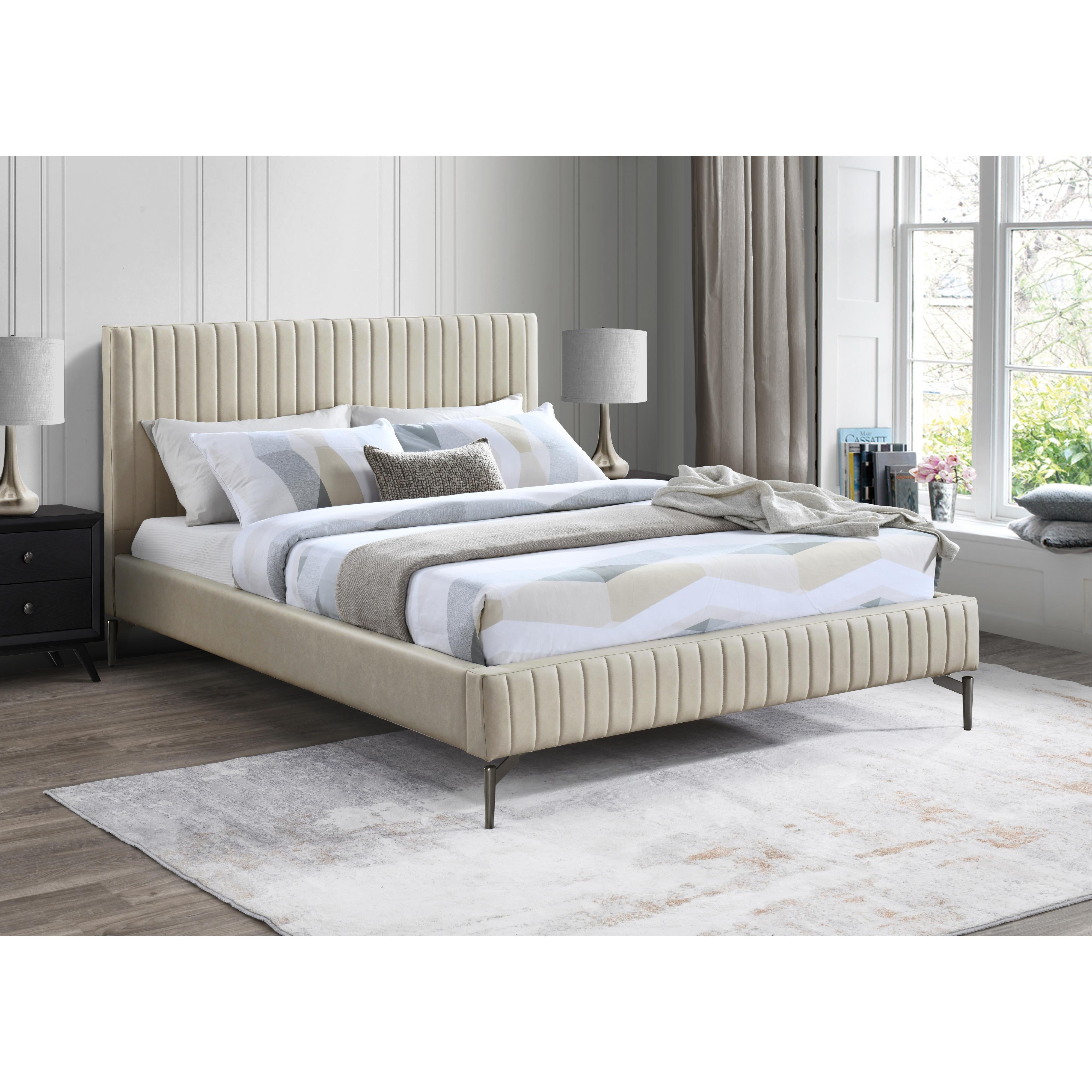 Meridian Gallo Beige Vegan Leather King Bed