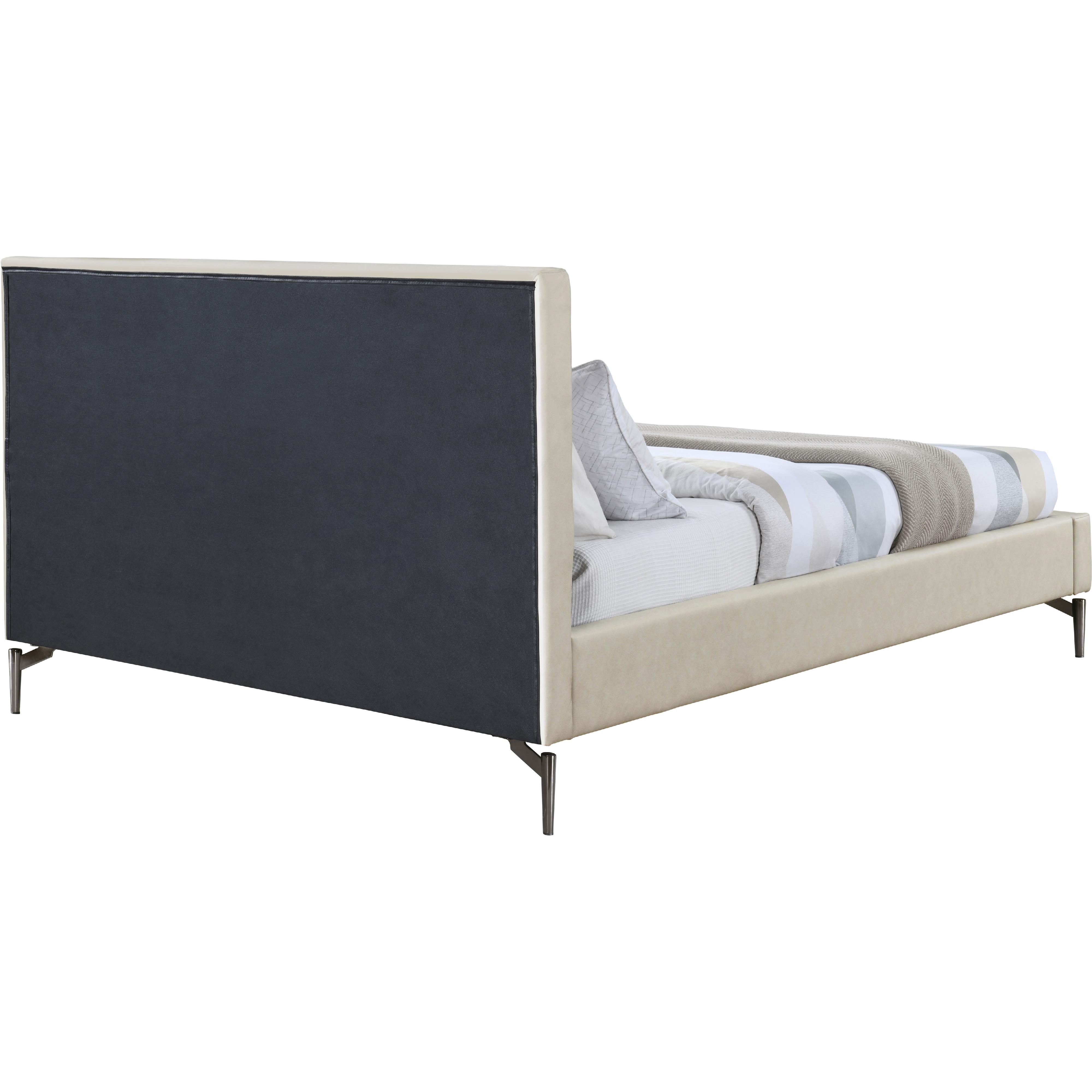 Meridian Gallo Beige Vegan Leather Queen Bed
