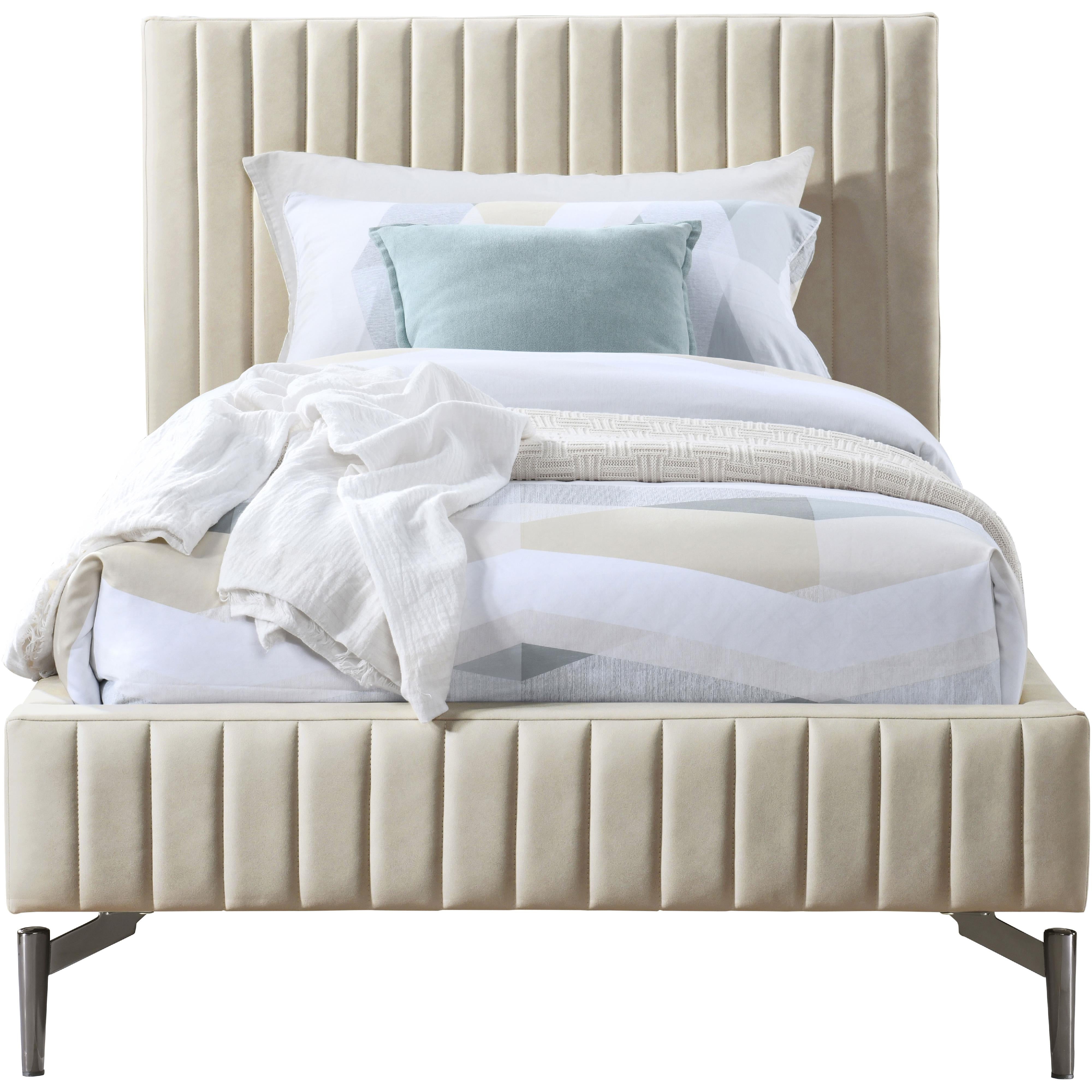 Meridian Gallo Beige Vegan Leather Twin Bed