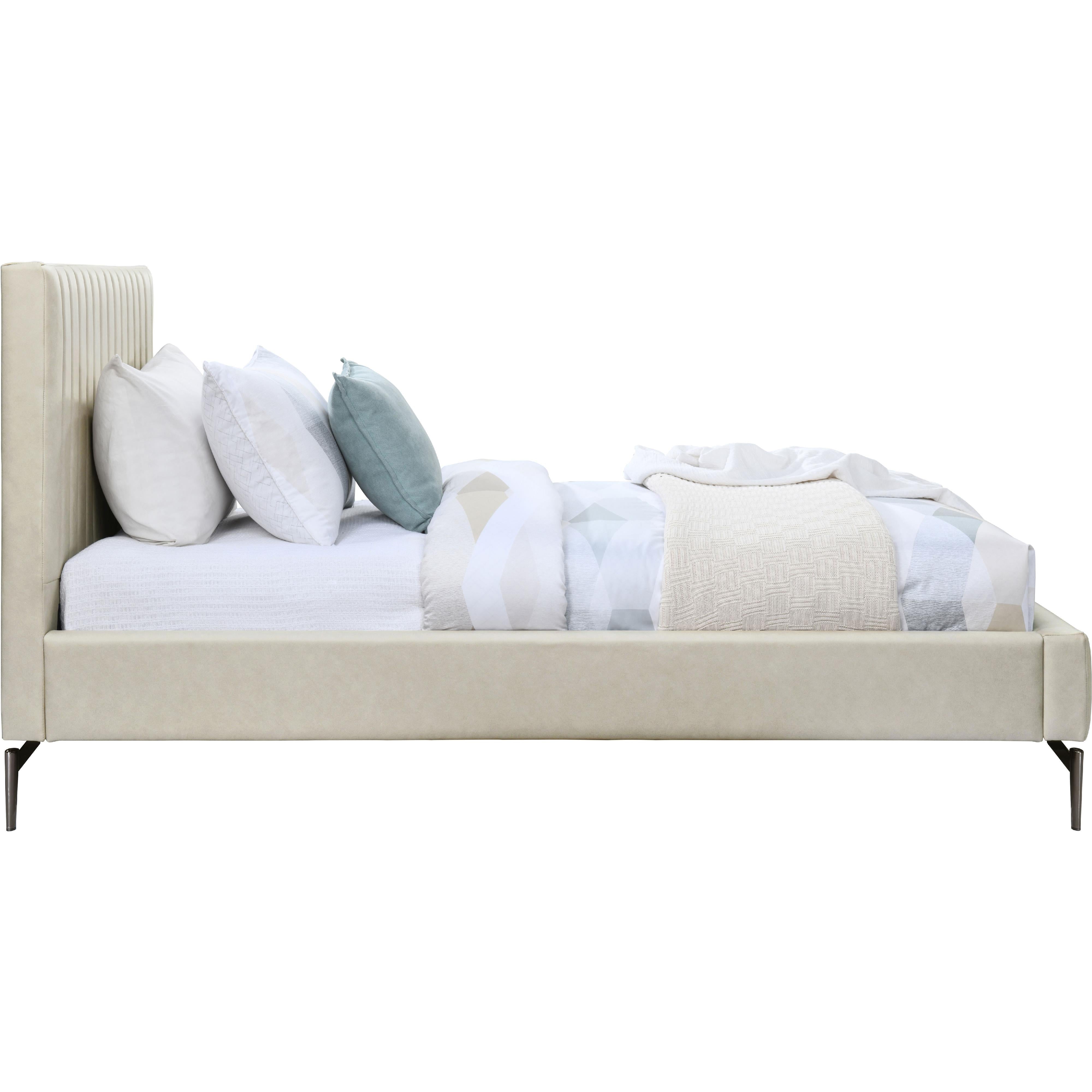 Meridian Gallo Beige Vegan Leather Twin Bed
