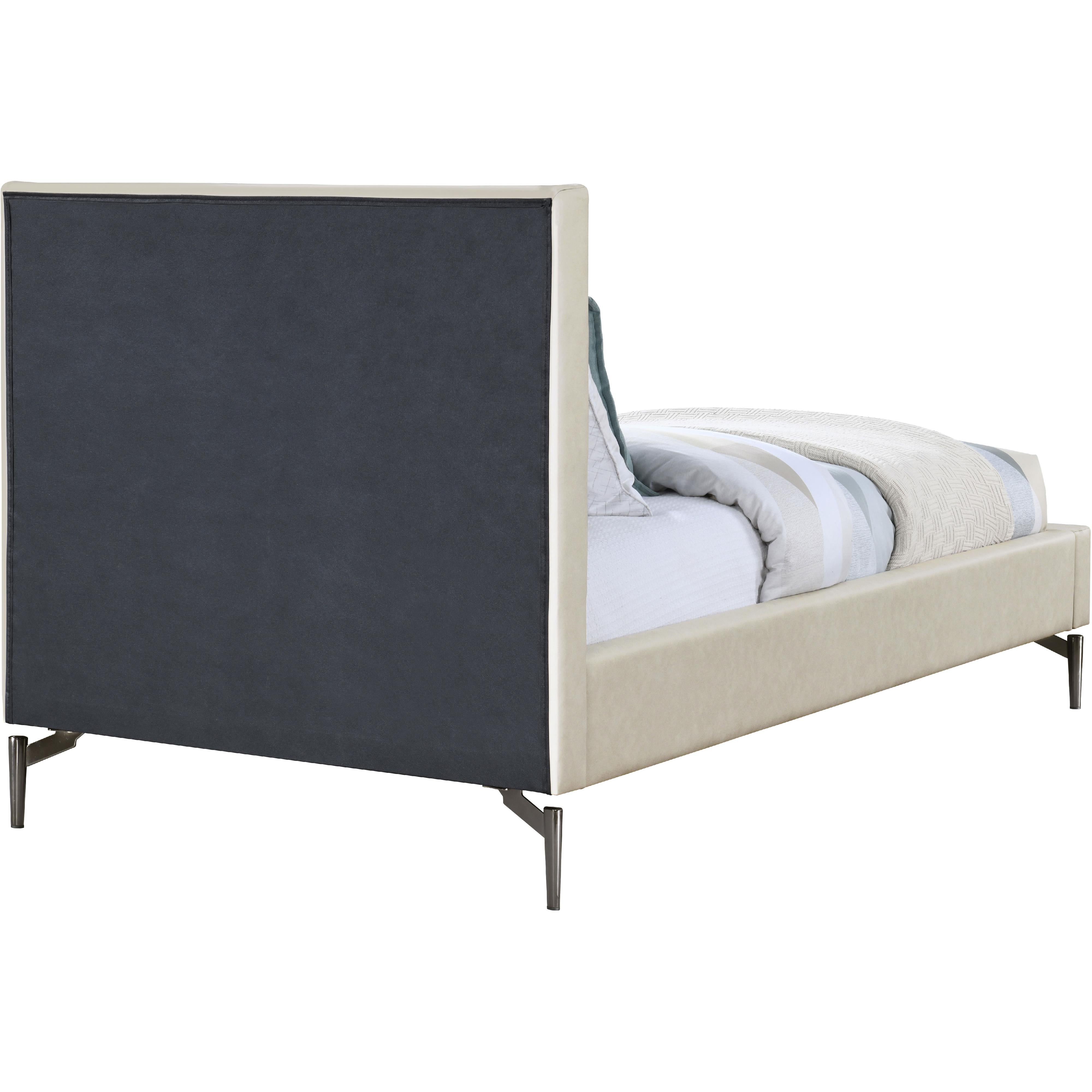 Meridian Gallo Beige Vegan Leather Twin Bed