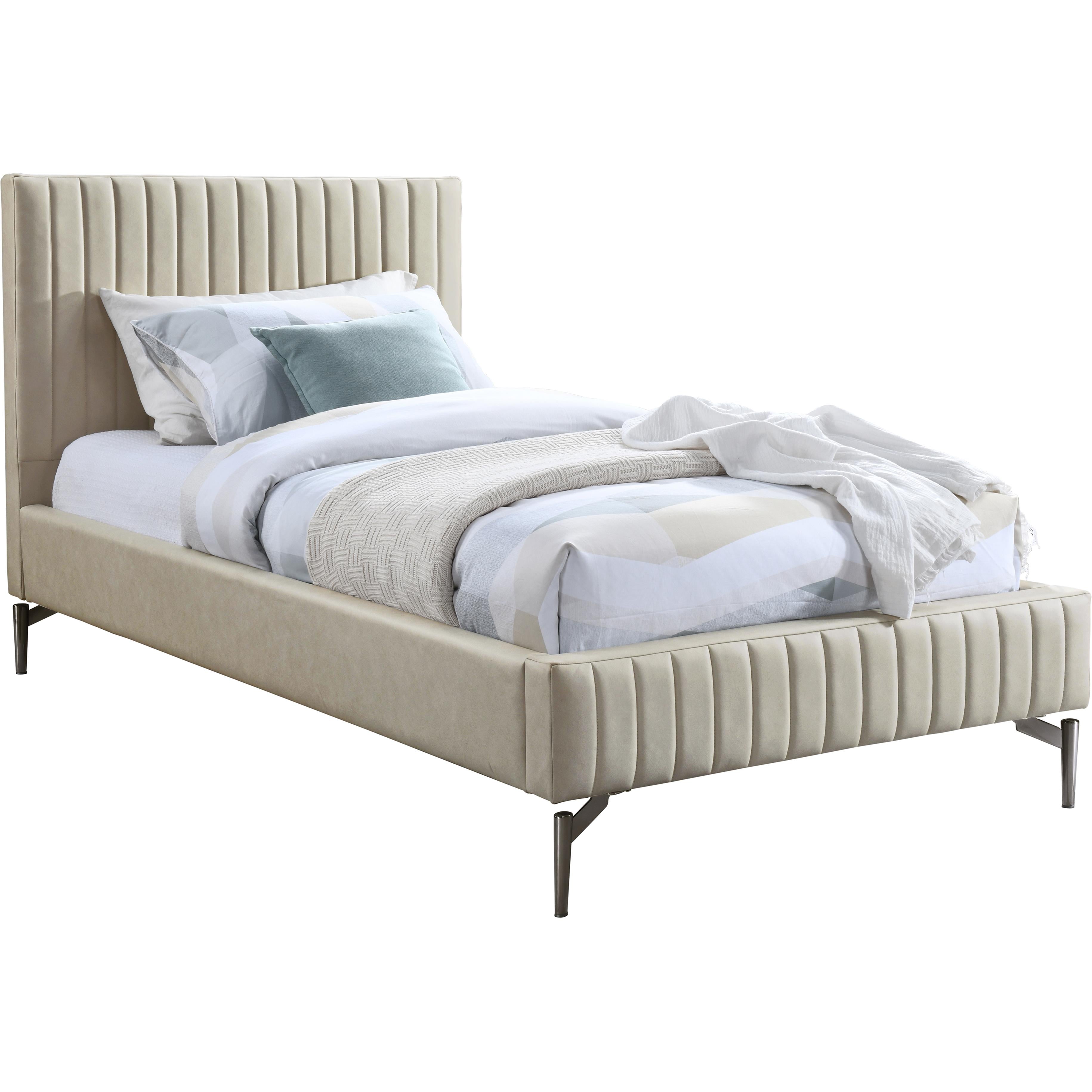 Meridian Gallo Beige Vegan Leather Twin Bed