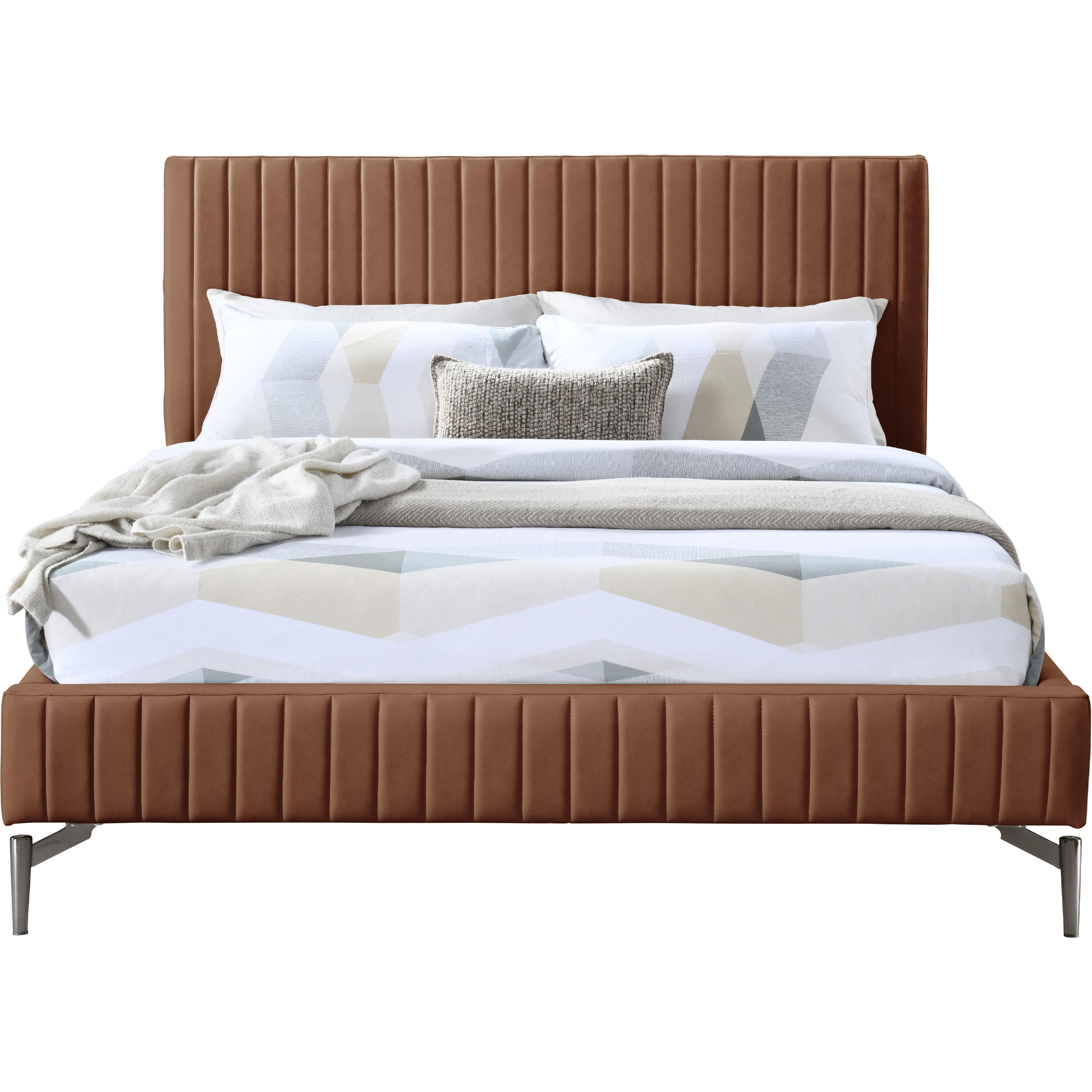 Meridian Gallo Cognac Vegan Leather King Bed