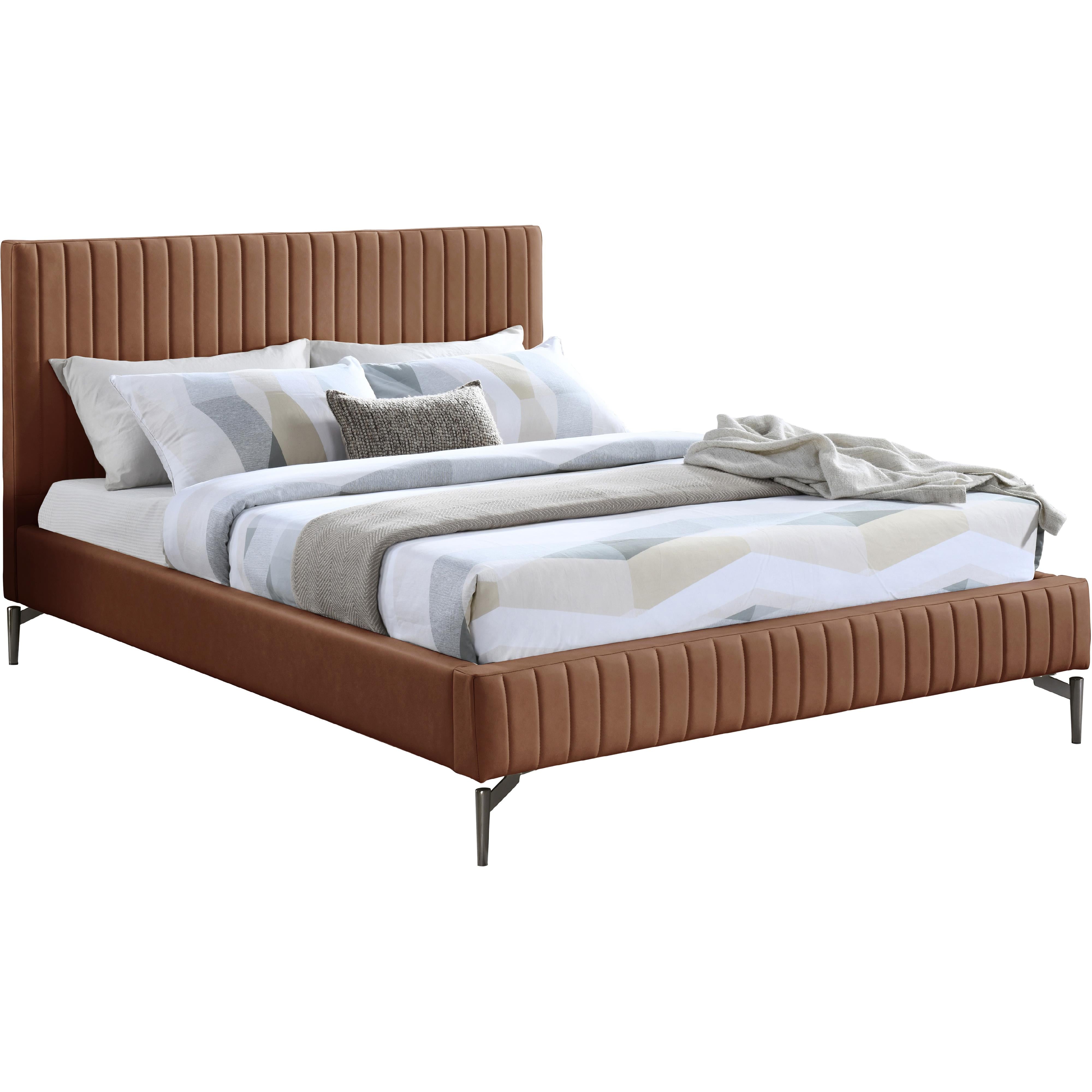 Meridian Gallo Cognac Vegan Leather King Bed