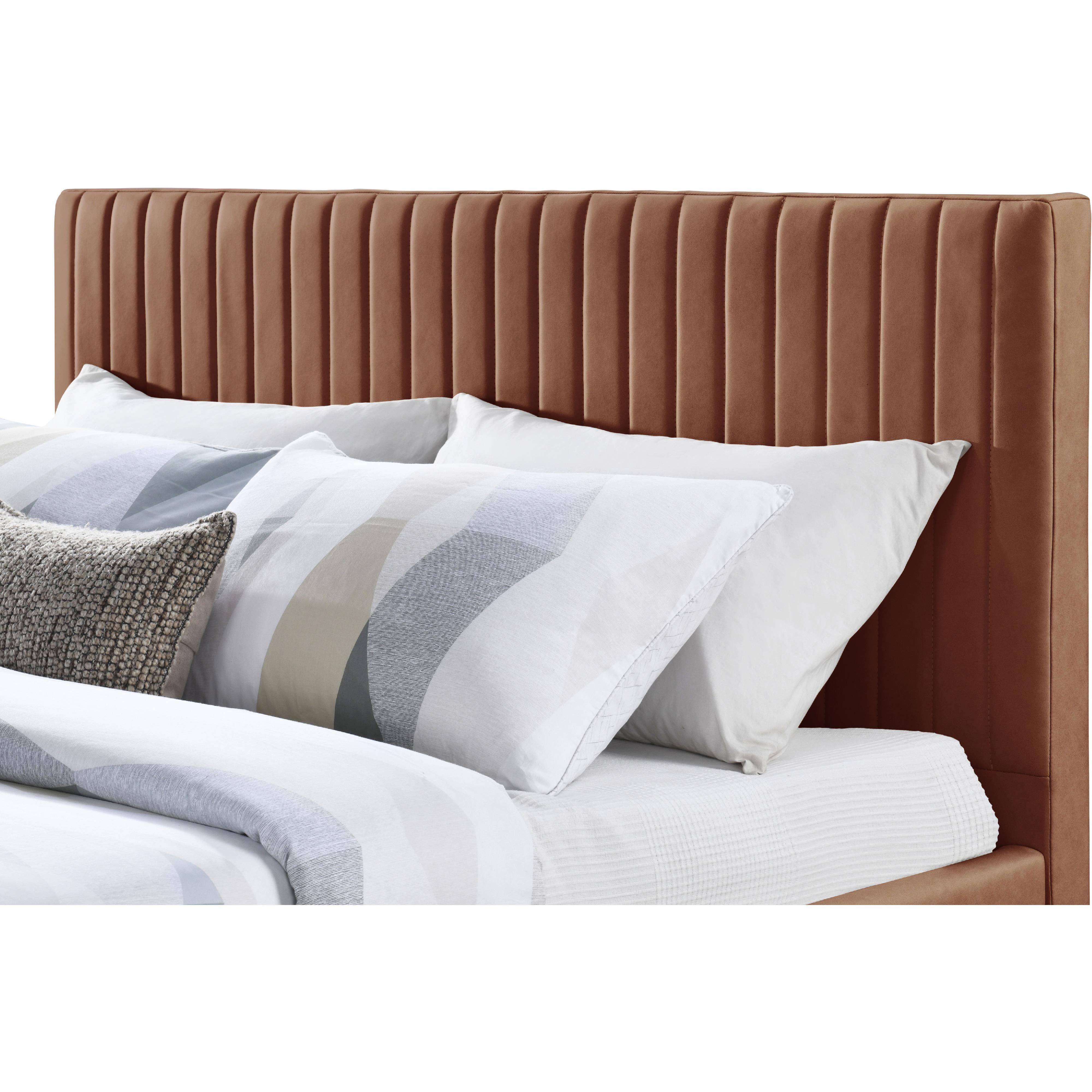 Meridian Gallo Cognac Vegan Leather Queen Bed