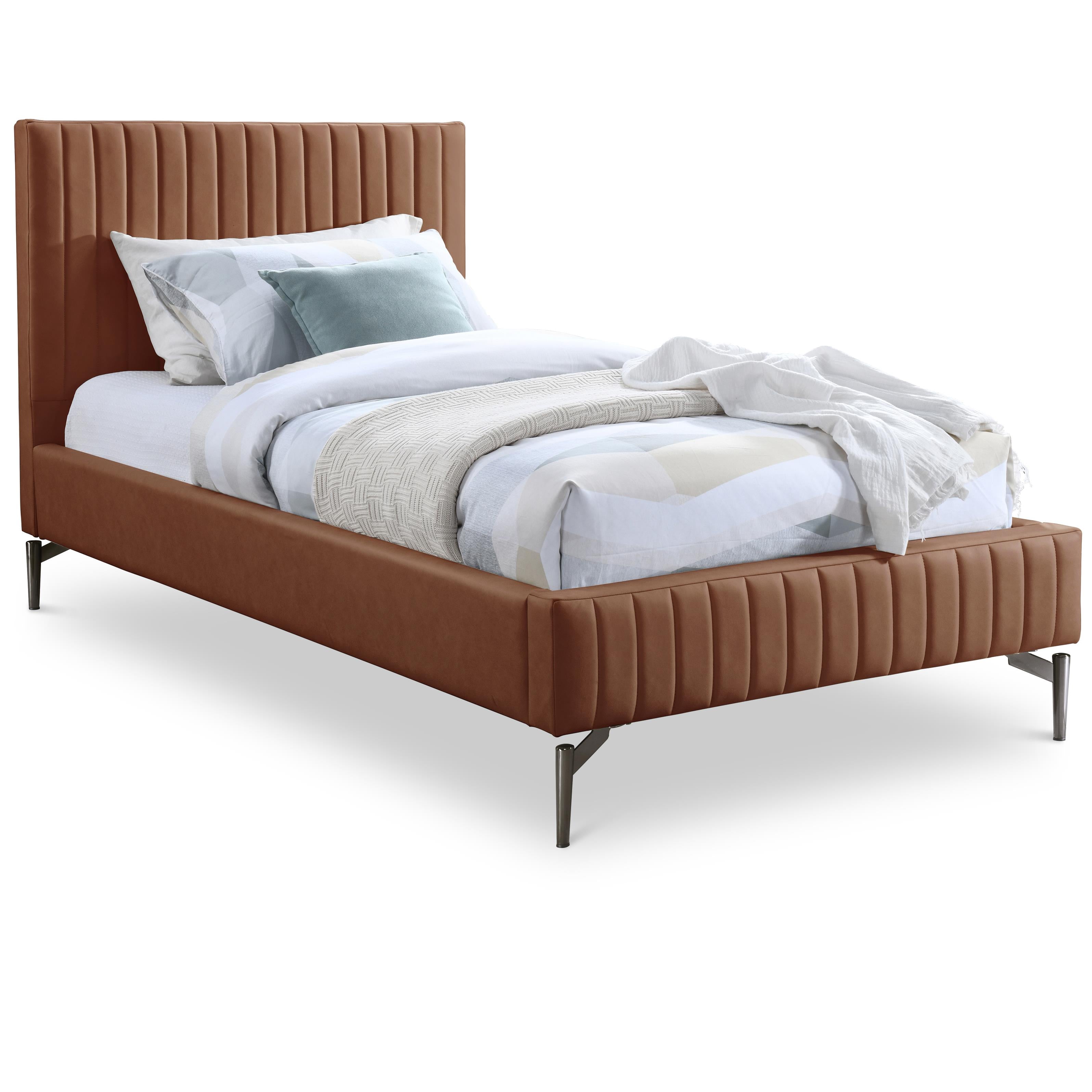Meridian Gallo Cognac Vegan Leather Twin Bed
